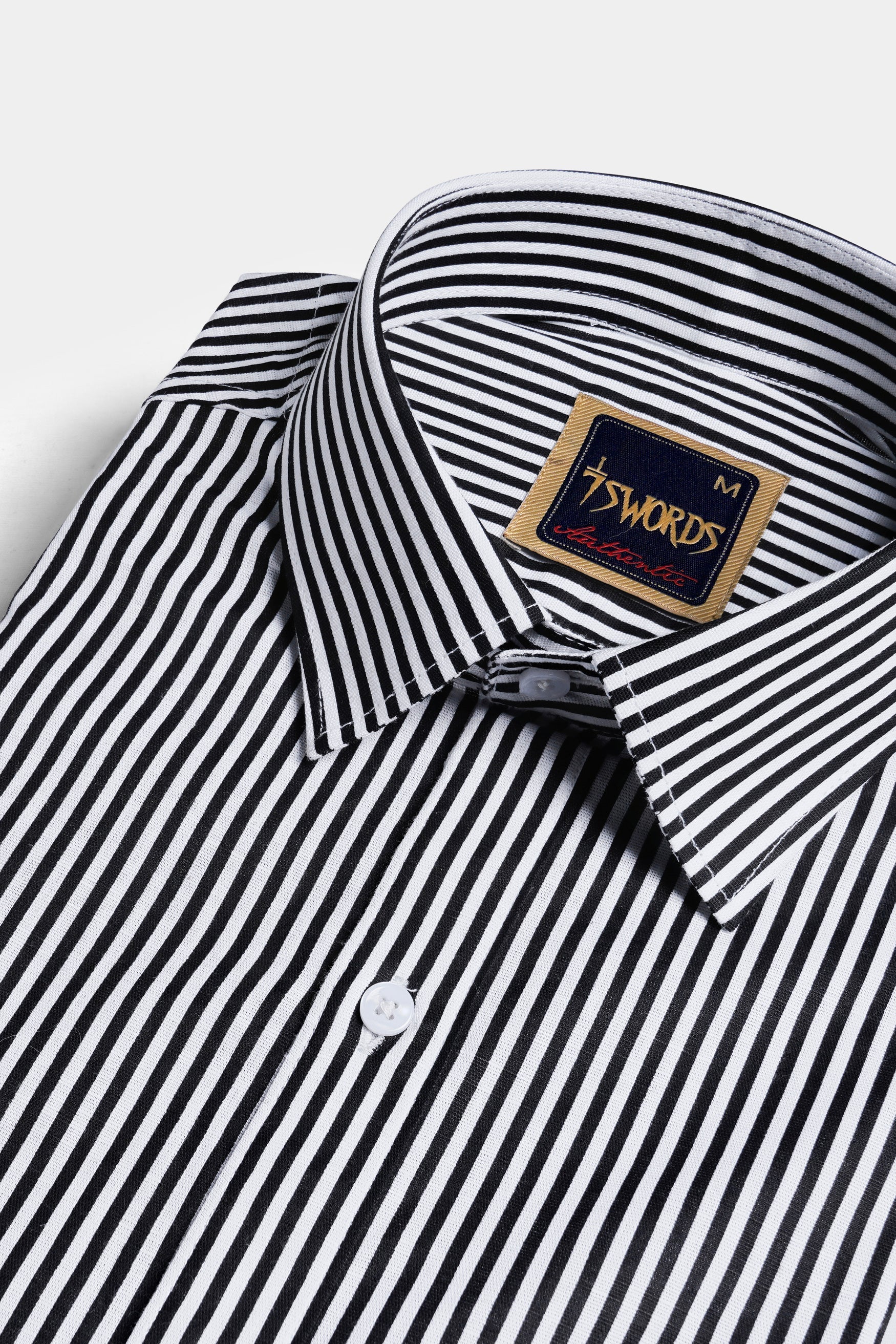 7swords-Bright White and Black Striped Premium Cotton Shirt 7S-101-38, 7S-101-H-38, 7S-101-39, 7S-101-H-39, 7S-101-40, 7S-101-H-40, 7S-101-42, 7S-101-H-42, 7S-101-44, 7S-101-H-44, 7S-101-46, 7S-101-H-46, 7S-101-48, 7S-101-H-48, 7S-101-50, 7S-101-H-50, 7S-101-52, 7S-101-H-52