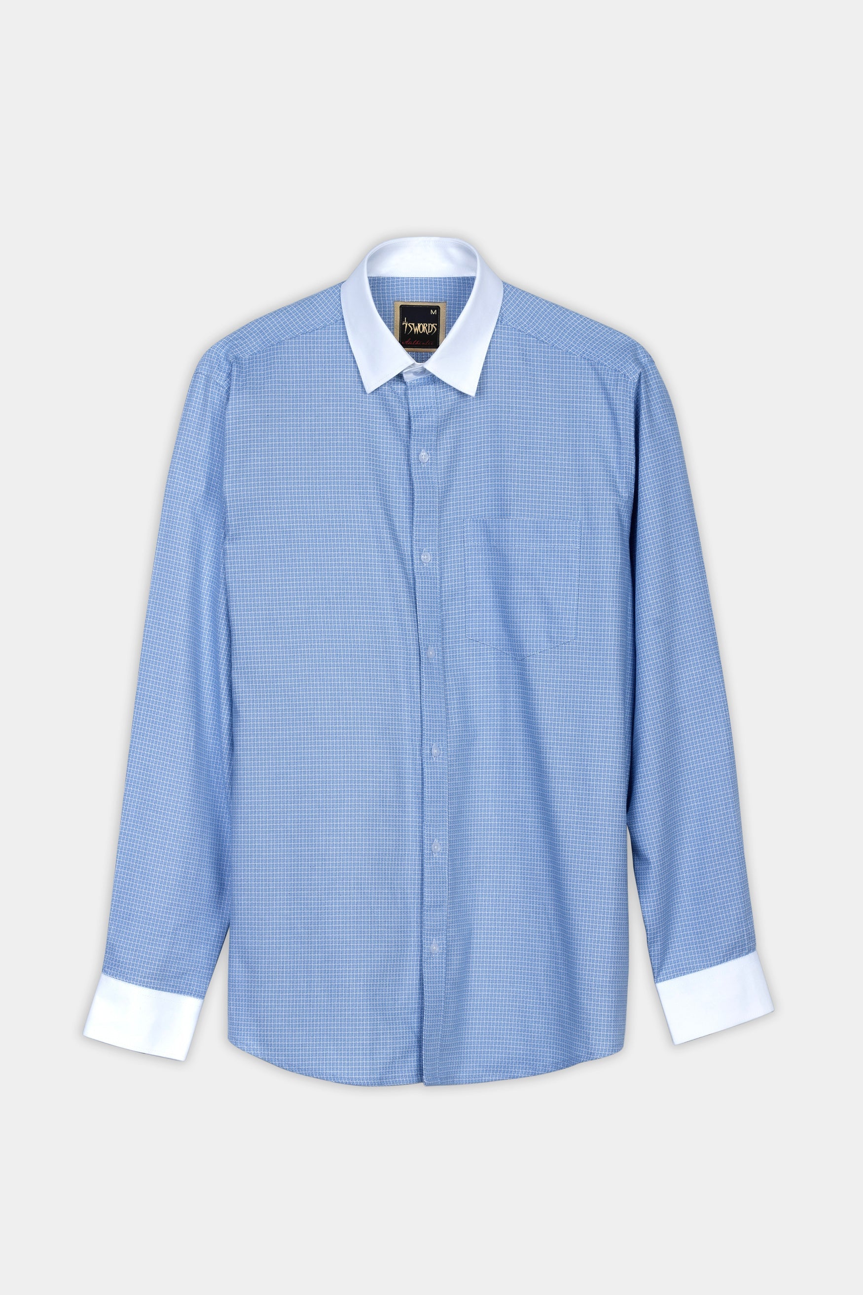 7swords-Koi Blue Checkered with White Cuffs and Collar Premium Cotton Shirt 7S-102-WCC-38, 7S-102-WCC-H-38, 7S-102-WCC-39, 7S-102-WCC-H-39, 7S-102-WCC-40, 7S-102-WCC-H-40, 7S-102-WCC-42, 7S-102-WCC-H-42, 7S-102-WCC-44, 7S-102-WCC-H-44, 7S-102-WCC-46, 7S-102-WCC-H-46, 7S-102-WCC-48, 7S-102-WCC-H-48, 7S-102-WCC-50, 7S-102-WCC-H-50, 7S-102-WCC-52, 7S-102-WCC-H-52