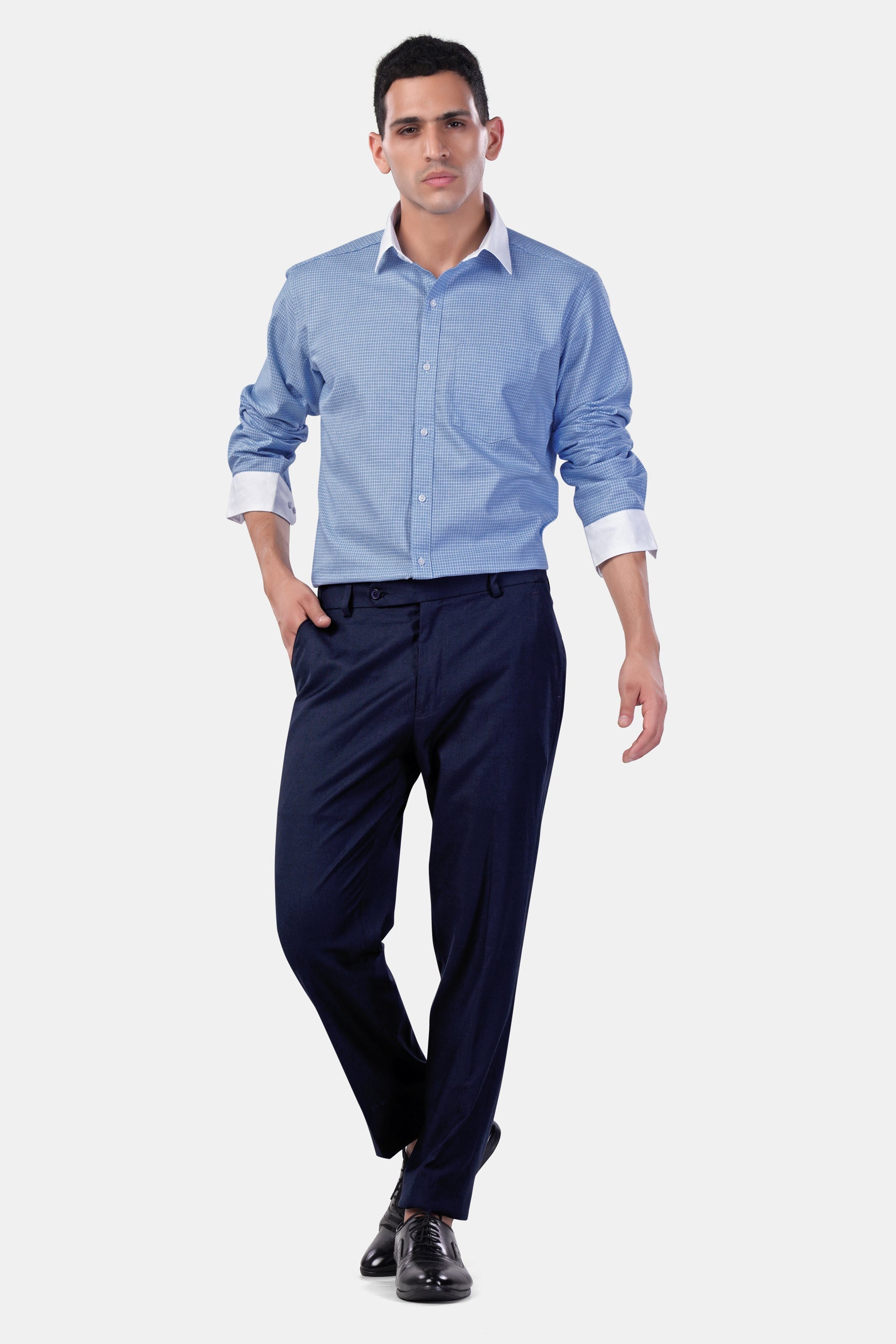 7swords-Koi Blue Checkered with White Cuffs and Collar Premium Cotton Shirt 7S-102-WCC-38, 7S-102-WCC-H-38, 7S-102-WCC-39, 7S-102-WCC-H-39, 7S-102-WCC-40, 7S-102-WCC-H-40, 7S-102-WCC-42, 7S-102-WCC-H-42, 7S-102-WCC-44, 7S-102-WCC-H-44, 7S-102-WCC-46, 7S-102-WCC-H-46, 7S-102-WCC-48, 7S-102-WCC-H-48, 7S-102-WCC-50, 7S-102-WCC-H-50, 7S-102-WCC-52, 7S-102-WCC-H-52