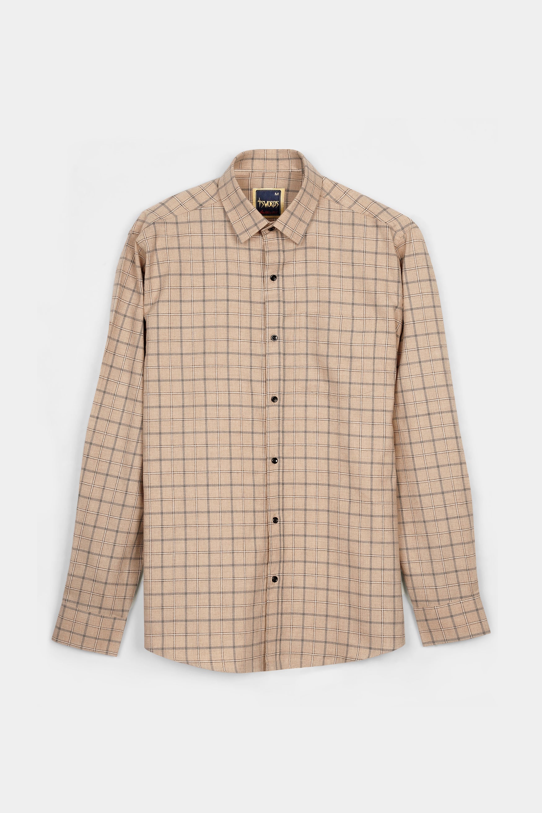 7swords-Tan Brown and Regent Gray Checkered Premium Cotton Shirt 7S-106-BLK-38, 7S-106-BLK-H-38, 7S-106-BLK-39, 7S-106-BLK-H-39, 7S-106-BLK-40, 7S-106-BLK-H-40, 7S-106-BLK-42, 7S-106-BLK-H-42, 7S-106-BLK-44, 7S-106-BLK-H-44, 7S-106-BLK-46, 7S-106-BLK-H-46, 7S-106-BLK-48, 7S-106-BLK-H-48, 7S-106-BLK-50, 7S-106-BLK-H-50, 7S-106-BLK-52, 7S-106-BLK-H-52