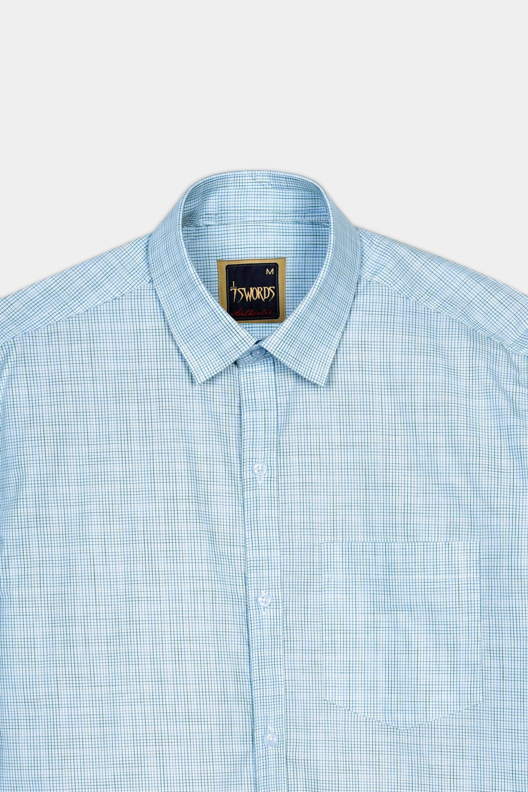 7swords-Spindle Blue and White Checkered Premium Cotton Shirt 7S-110-38, 7S-110-H-38, 7S-110-39, 7S-110-H-39, 7S-110-40, 7S-110-H-40, 7S-110-42, 7S-110-H-42, 7S-110-44, 7S-110-H-44, 7S-110-46, 7S-110-H-46, 7S-110-48, 7S-110-H-48, 7S-110-50, 7S-110-H-50, 7S-110-52, 7S-110-H-52