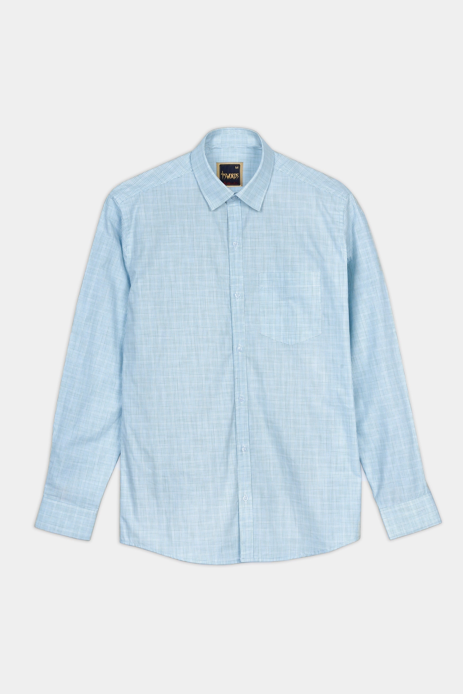 7swords-Spindle Blue and White Checkered Premium Cotton Shirt 7S-110-38, 7S-110-H-38, 7S-110-39, 7S-110-H-39, 7S-110-40, 7S-110-H-40, 7S-110-42, 7S-110-H-42, 7S-110-44, 7S-110-H-44, 7S-110-46, 7S-110-H-46, 7S-110-48, 7S-110-H-48, 7S-110-50, 7S-110-H-50, 7S-110-52, 7S-110-H-52