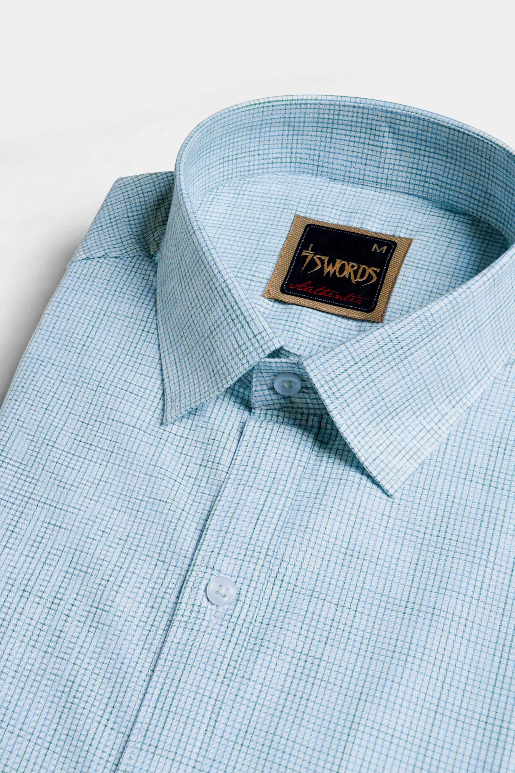 7swords-Spindle Blue and White Checkered Premium Cotton Shirt 7S-110-38, 7S-110-H-38, 7S-110-39, 7S-110-H-39, 7S-110-40, 7S-110-H-40, 7S-110-42, 7S-110-H-42, 7S-110-44, 7S-110-H-44, 7S-110-46, 7S-110-H-46, 7S-110-48, 7S-110-H-48, 7S-110-50, 7S-110-H-50, 7S-110-52, 7S-110-H-52