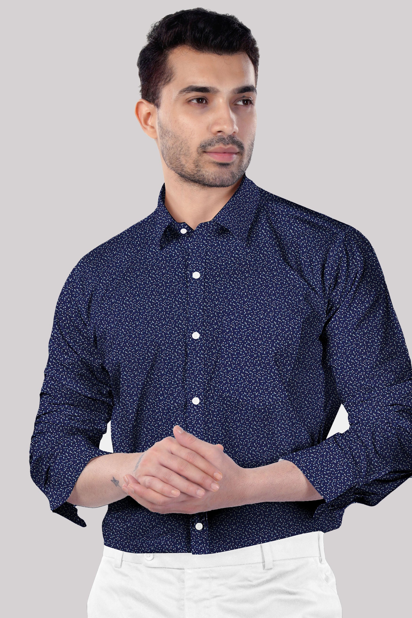 7swords-Ebony Clay Blue Microprinted Premium Cotton Mandarin Shirt 7S-122-38, 7S-122-H-38, 7S-122-39, 7S-122-H-39, 7S-122-40, 7S-122-H-40, 7S-122-42, 7S-122-H-42, 7S-122-44, 7S-122-H-44, 7S-122-46, 7S-122-H-46, 7S-122-48, 7S-122-H-48, 7S-122-50, 7S-122-H-50, 7S-122-52, 7S-122-H-52