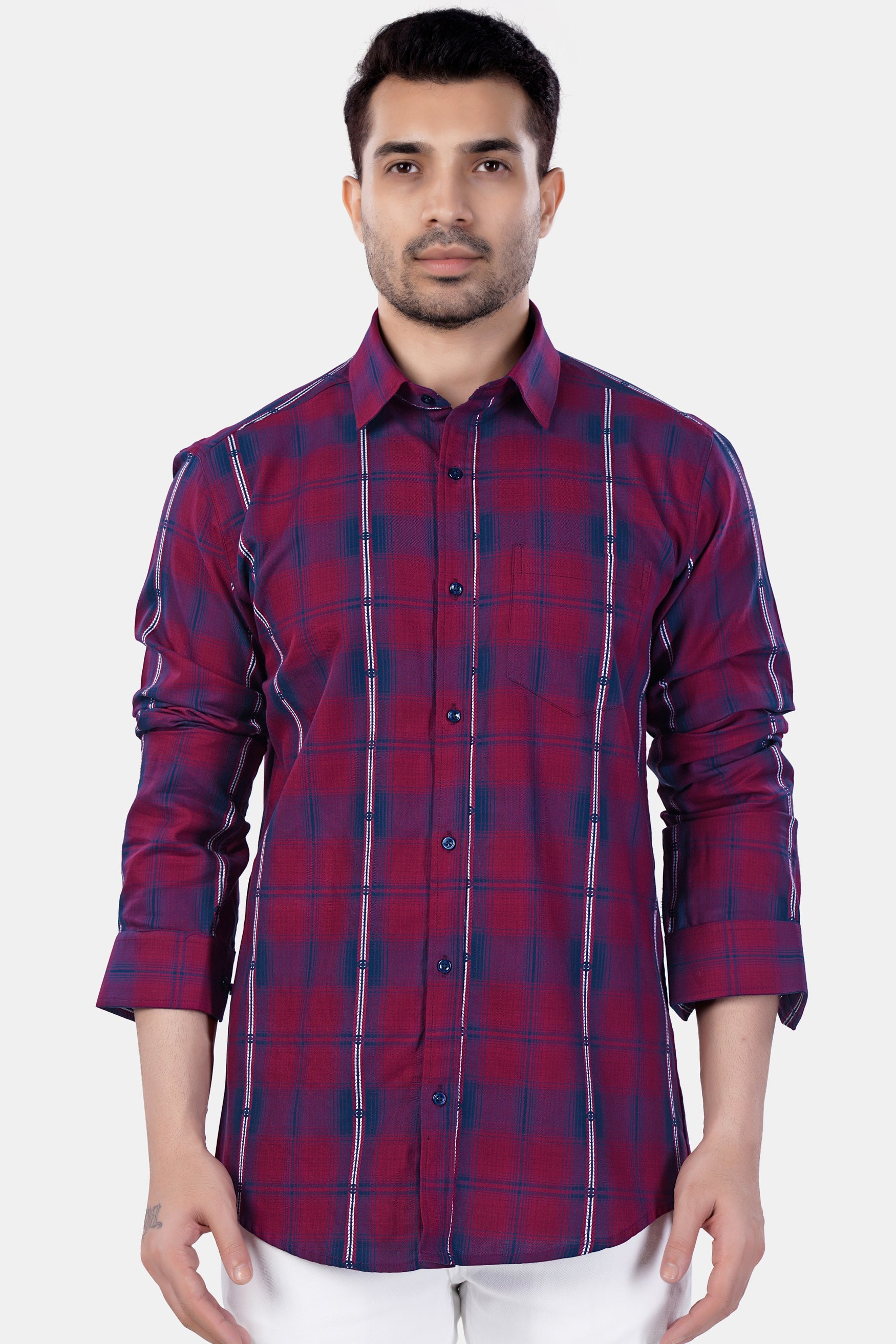 7swords-Pansy Maroon and Ebony Clay Blue Plaid Premium Cotton Shirt 7S-126-BLE-38, 7S-126-BLE-H-38, 7S-126-BLE-39, 7S-126-BLE-H-39, 7S-126-BLE-40, 7S-126-BLE-H-40, 7S-126-BLE-42, 7S-126-BLE-H-42, 7S-126-BLE-44, 7S-126-BLE-H-44, 7S-126-BLE-46, 7S-126-BLE-H-46, 7S-126-BLE-48, 7S-126-BLE-H-48, 7S-126-BLE-50, 7S-126-BLE-H-50, 7S-126-BLE-52, 7S-126-BLE-H-52