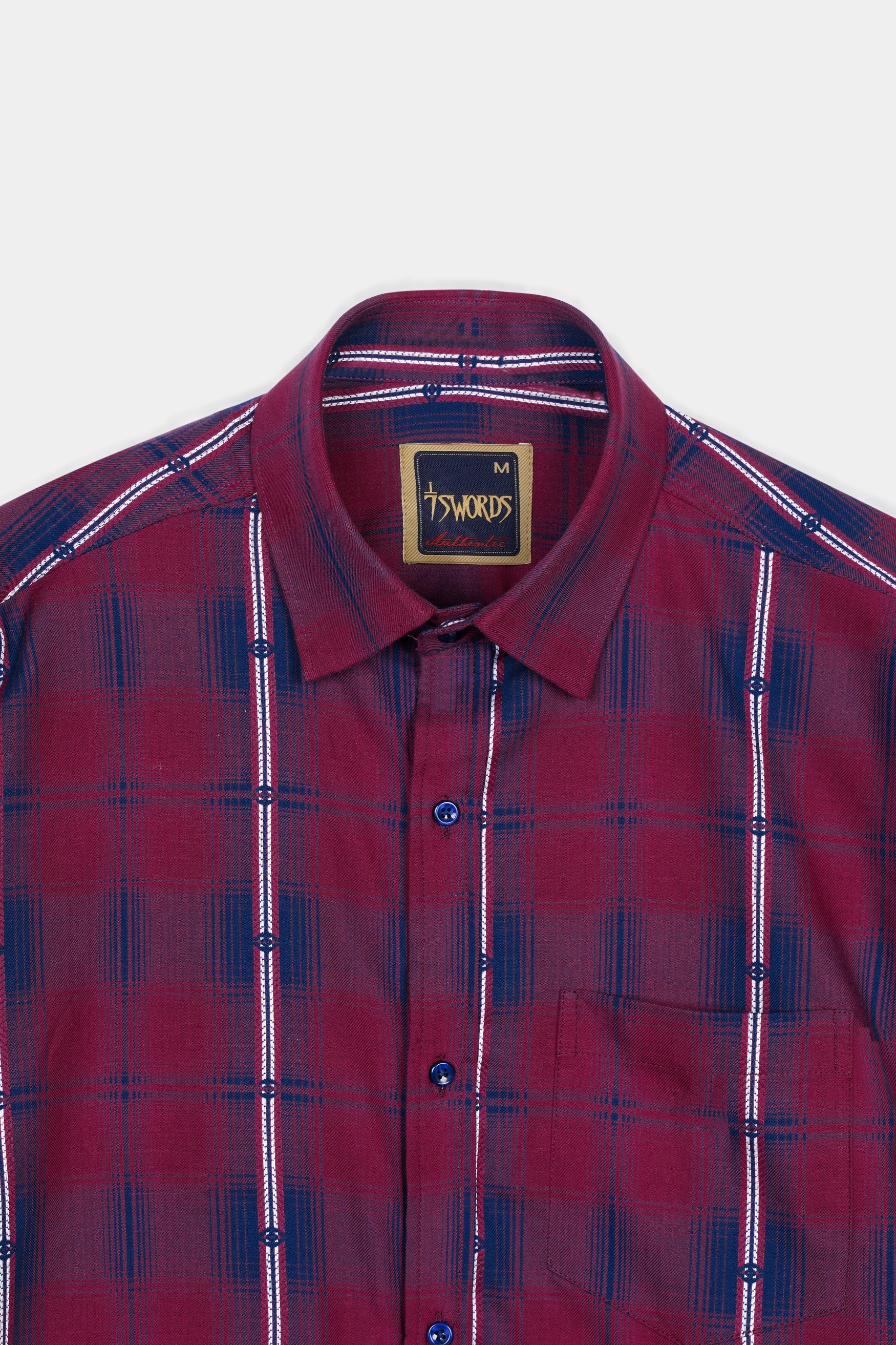 7swords-Pansy Maroon and Ebony Clay Blue Plaid Premium Cotton Shirt 7S-126-BLE-38, 7S-126-BLE-H-38, 7S-126-BLE-39, 7S-126-BLE-H-39, 7S-126-BLE-40, 7S-126-BLE-H-40, 7S-126-BLE-42, 7S-126-BLE-H-42, 7S-126-BLE-44, 7S-126-BLE-H-44, 7S-126-BLE-46, 7S-126-BLE-H-46, 7S-126-BLE-48, 7S-126-BLE-H-48, 7S-126-BLE-50, 7S-126-BLE-H-50, 7S-126-BLE-52, 7S-126-BLE-H-52