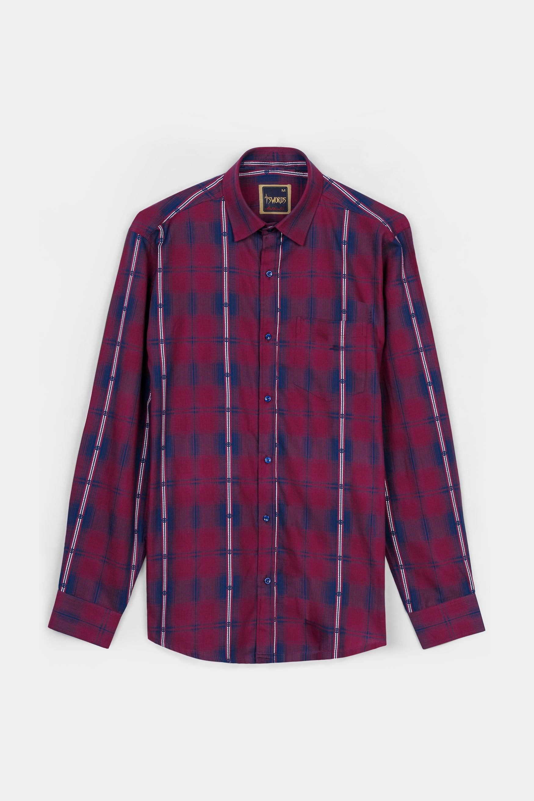 7swords-Pansy Maroon and Ebony Clay Blue Plaid Premium Cotton Shirt 7S-126-BLE-38, 7S-126-BLE-H-38, 7S-126-BLE-39, 7S-126-BLE-H-39, 7S-126-BLE-40, 7S-126-BLE-H-40, 7S-126-BLE-42, 7S-126-BLE-H-42, 7S-126-BLE-44, 7S-126-BLE-H-44, 7S-126-BLE-46, 7S-126-BLE-H-46, 7S-126-BLE-48, 7S-126-BLE-H-48, 7S-126-BLE-50, 7S-126-BLE-H-50, 7S-126-BLE-52, 7S-126-BLE-H-52