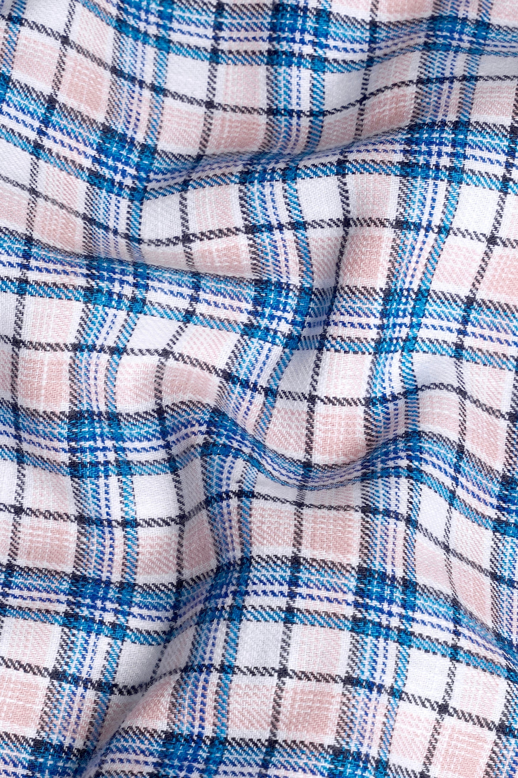 7swords-Danube Blue and Blossom Pink Checkered Premium Cotton Shirt 7S-145-BLK-38, 7S-145-BLK-39, 7S-145-BLK-40, 7S-145-BLK-42