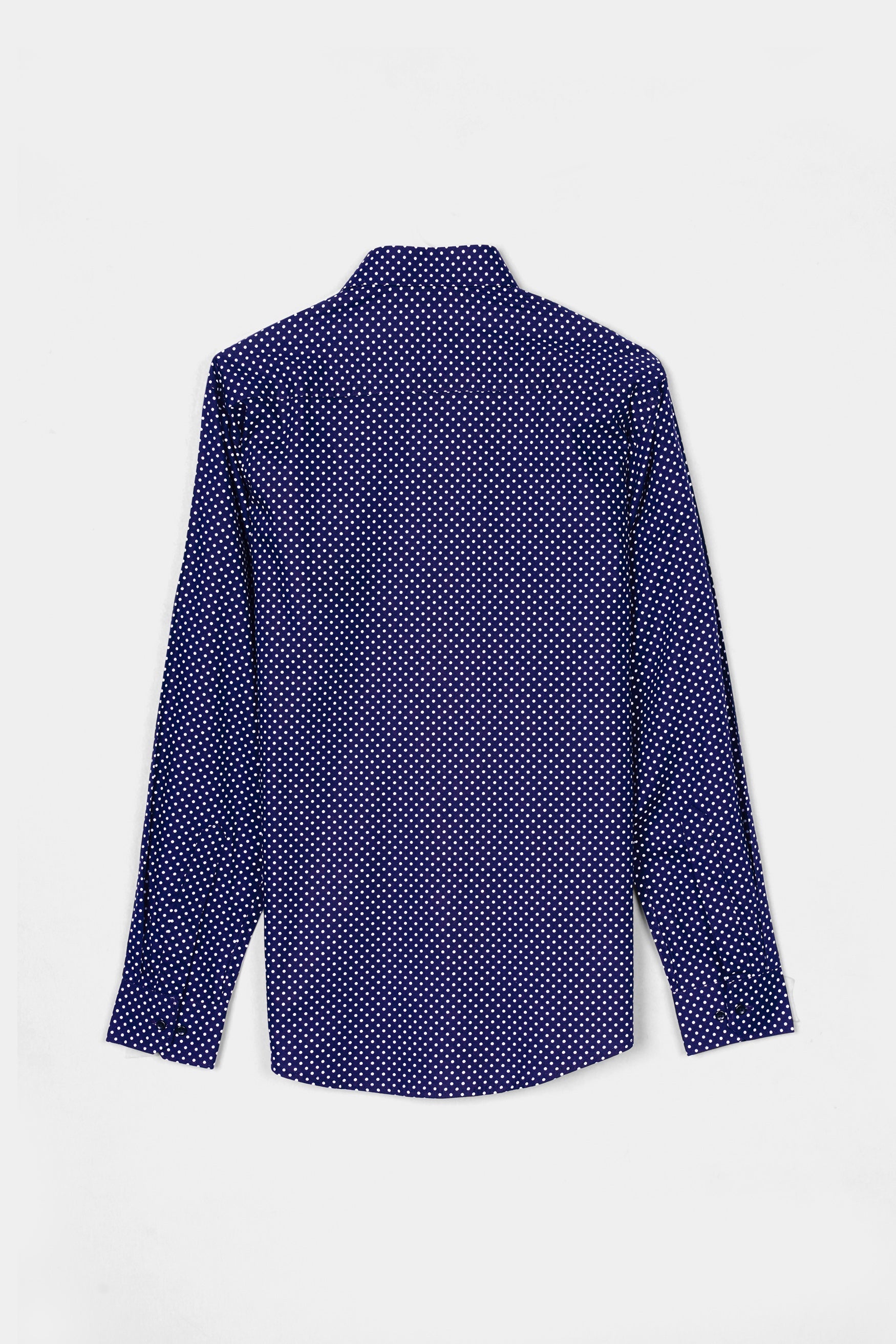 7swords-Broncos Blue and White Polka Dotted Premium Cotton Shirt 7S-146-BLK-38, 7S-146-BLK-39, 7S-146-BLK-40, 7S-146-BLK-42