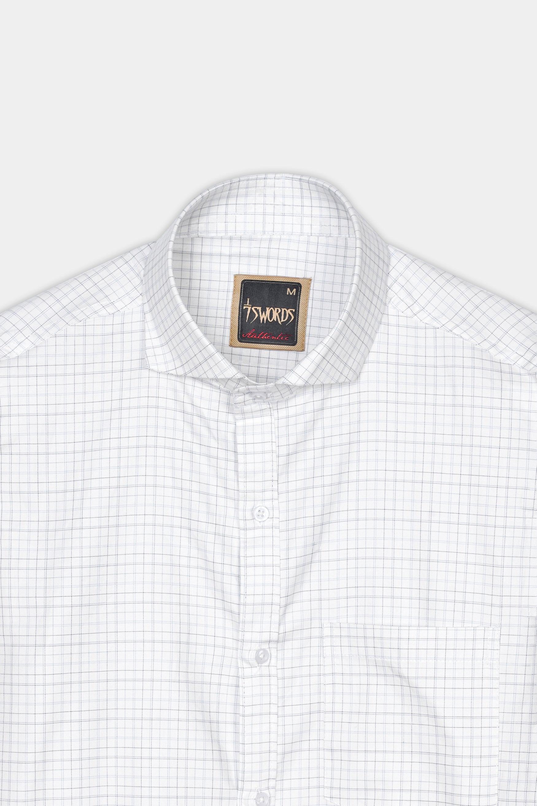 7swords-Bright White and Hit Gray Checkered Premium Cotton Shirt 7S-160-CA-38, 7S-160-CA-39, 7S-160-CA-40, 7S-160-CA-42