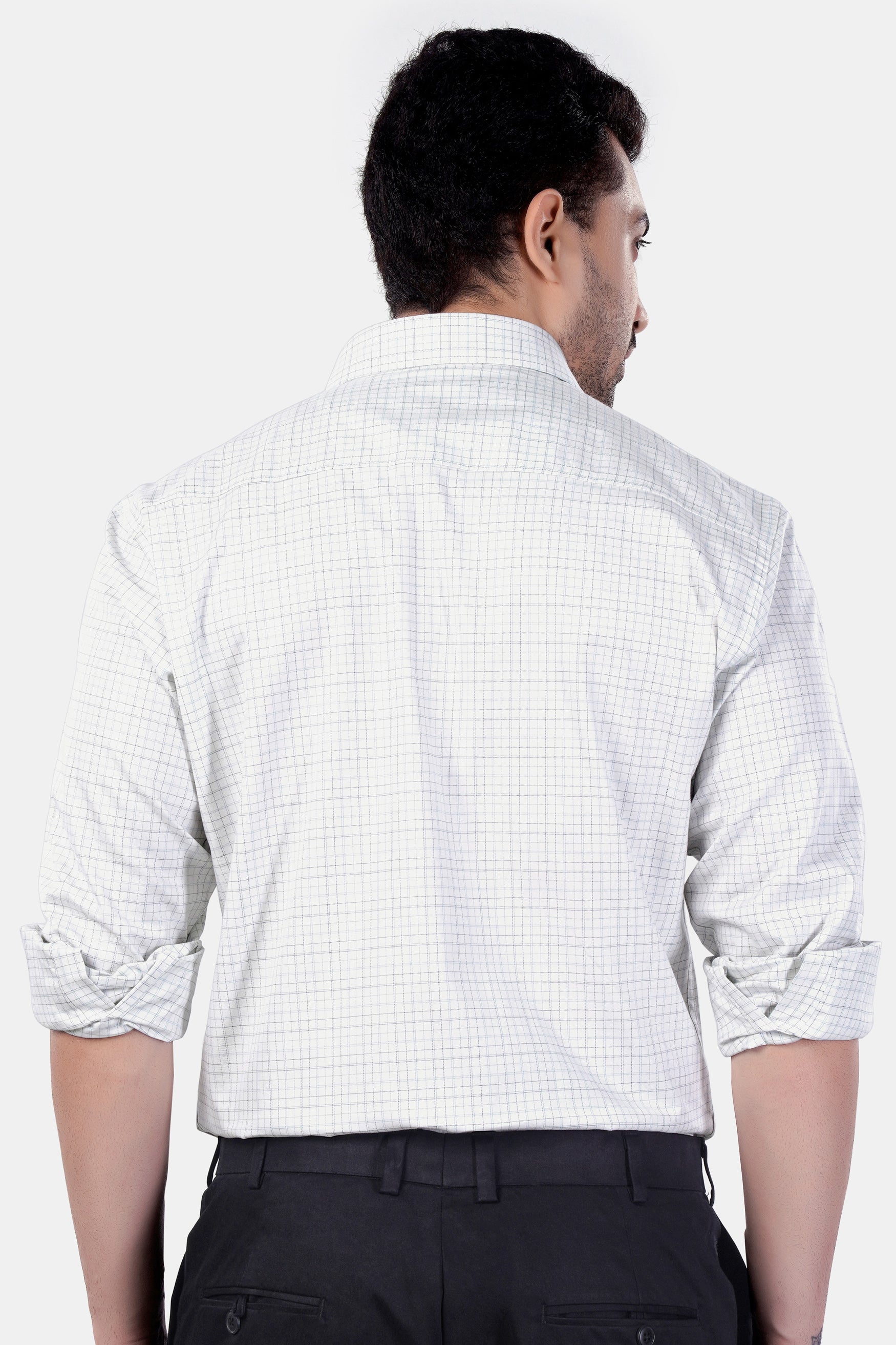 7swords-Bright White and Hit Gray Checkered Premium Cotton Shirt 7S-160-CA-38, 7S-160-CA-39, 7S-160-CA-40, 7S-160-CA-42