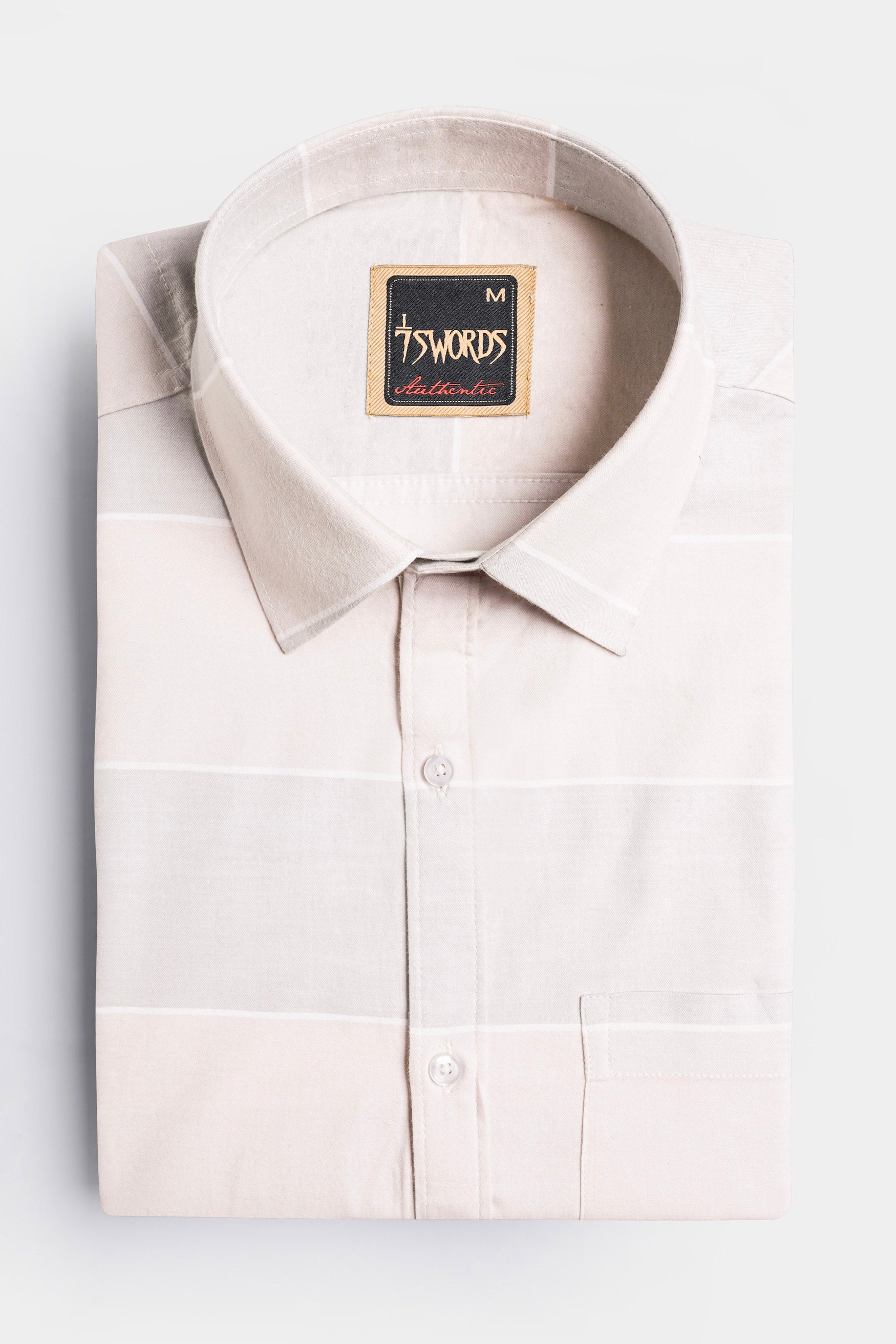 7swords-Amour Beige and Oyster Brown Striped Premium Cotton Shirt 7S-165-38, 7S-165-39, 7S-165-40, 7S-165-42