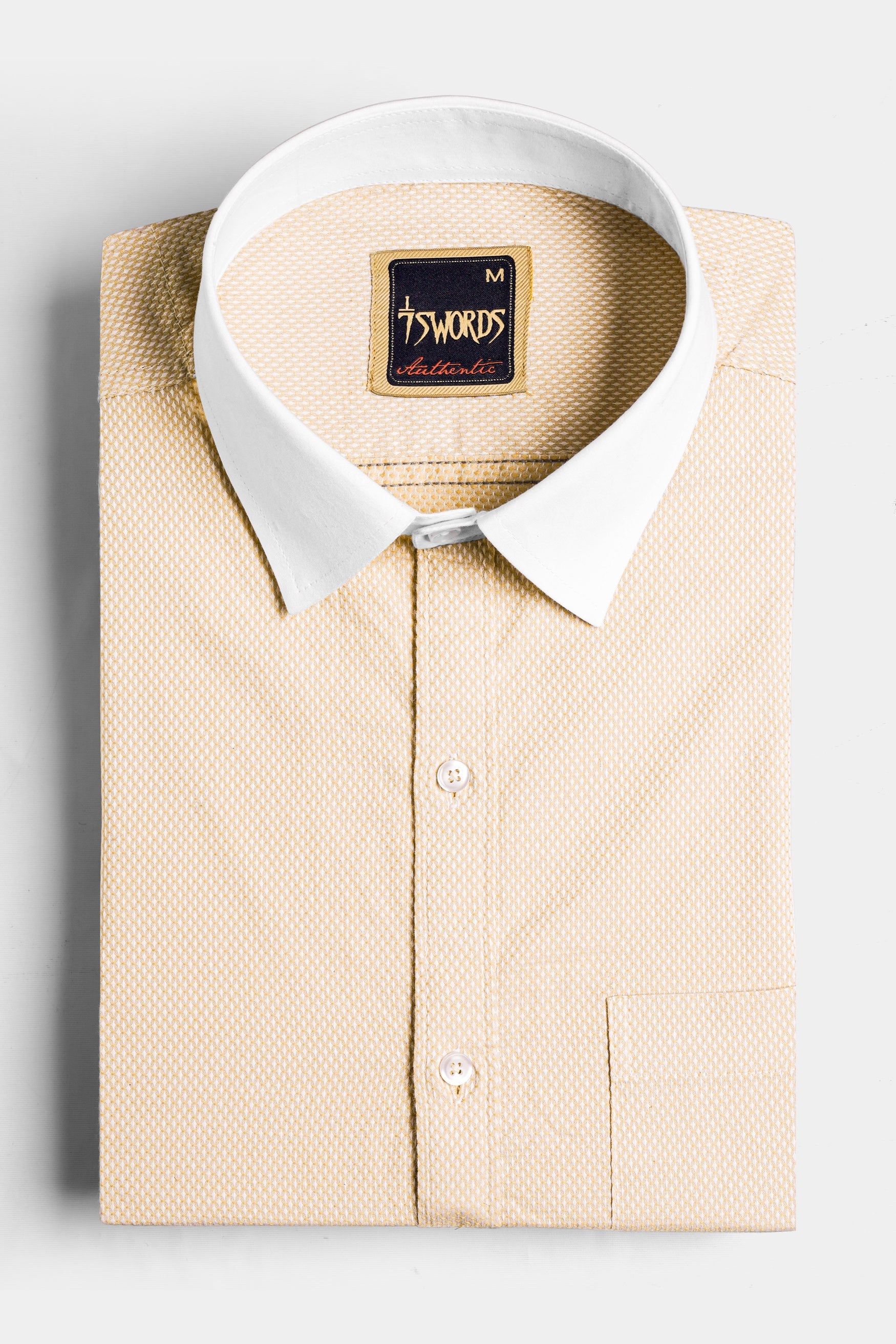 7swords-Desert Beige Premium Cotton Shirt with White Cuffs and Collar 7S-169-WCC-38, 7S-169-WCC-39, 7S-169-WCC-40, 7S-169-WCC-42