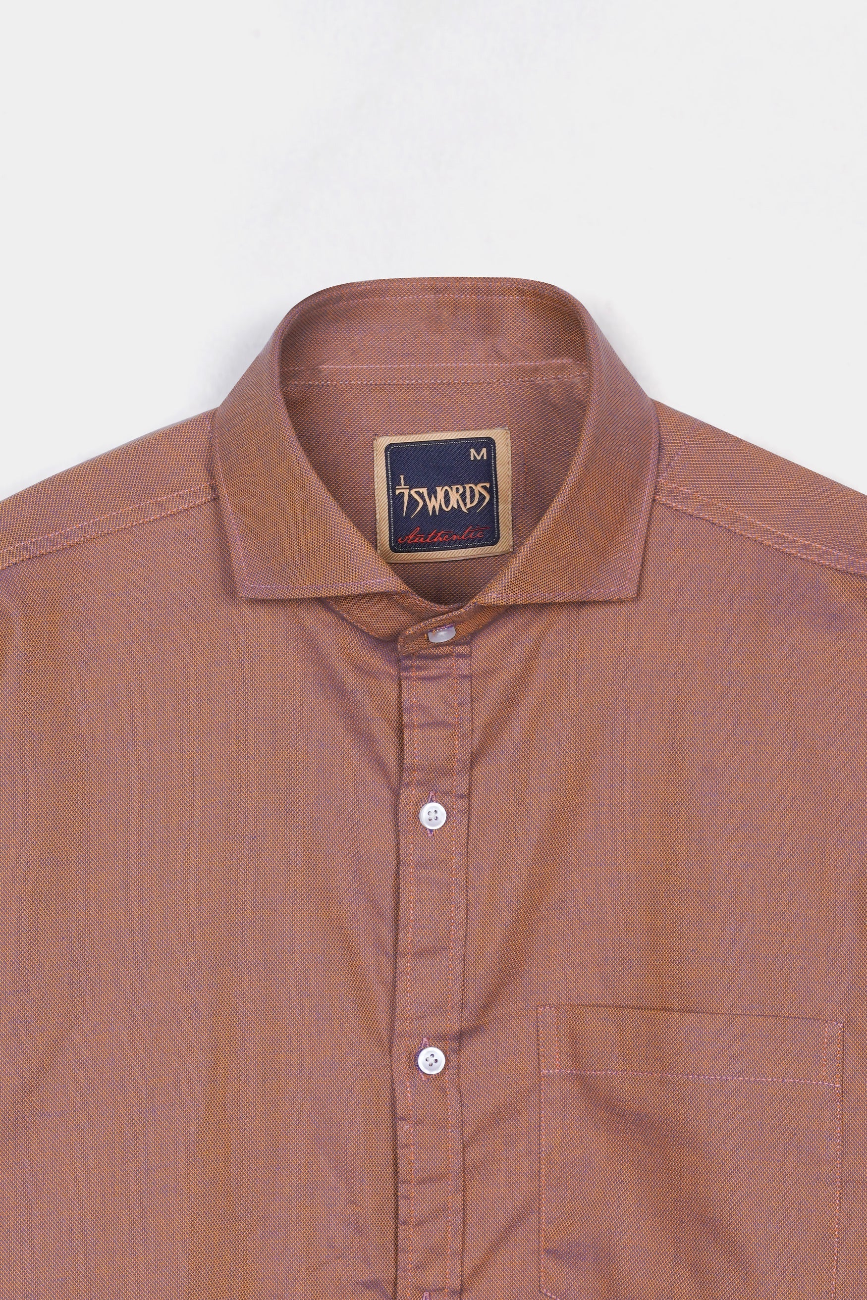 7swords-Sepia Brown textured Premium Cotton Shirt 7S-170-CA-38, 7S-170-CA-39, 7S-170-CA-40, 7S-170-CA-42