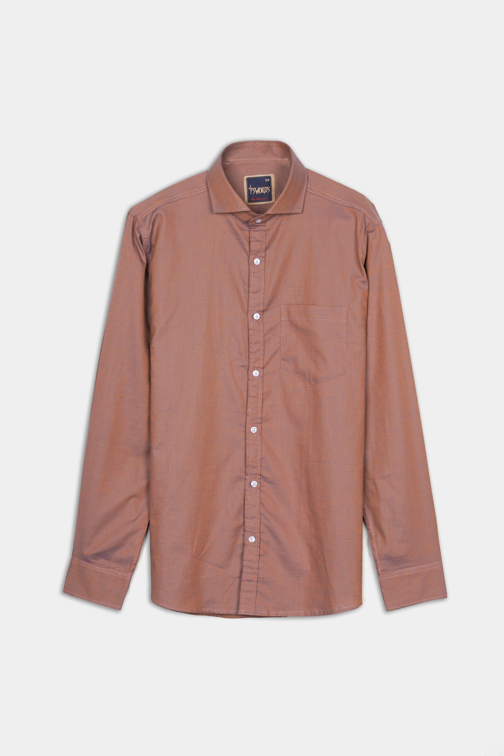 7swords-Sepia Brown textured Premium Cotton Shirt 7S-170-CA-38, 7S-170-CA-39, 7S-170-CA-40, 7S-170-CA-42