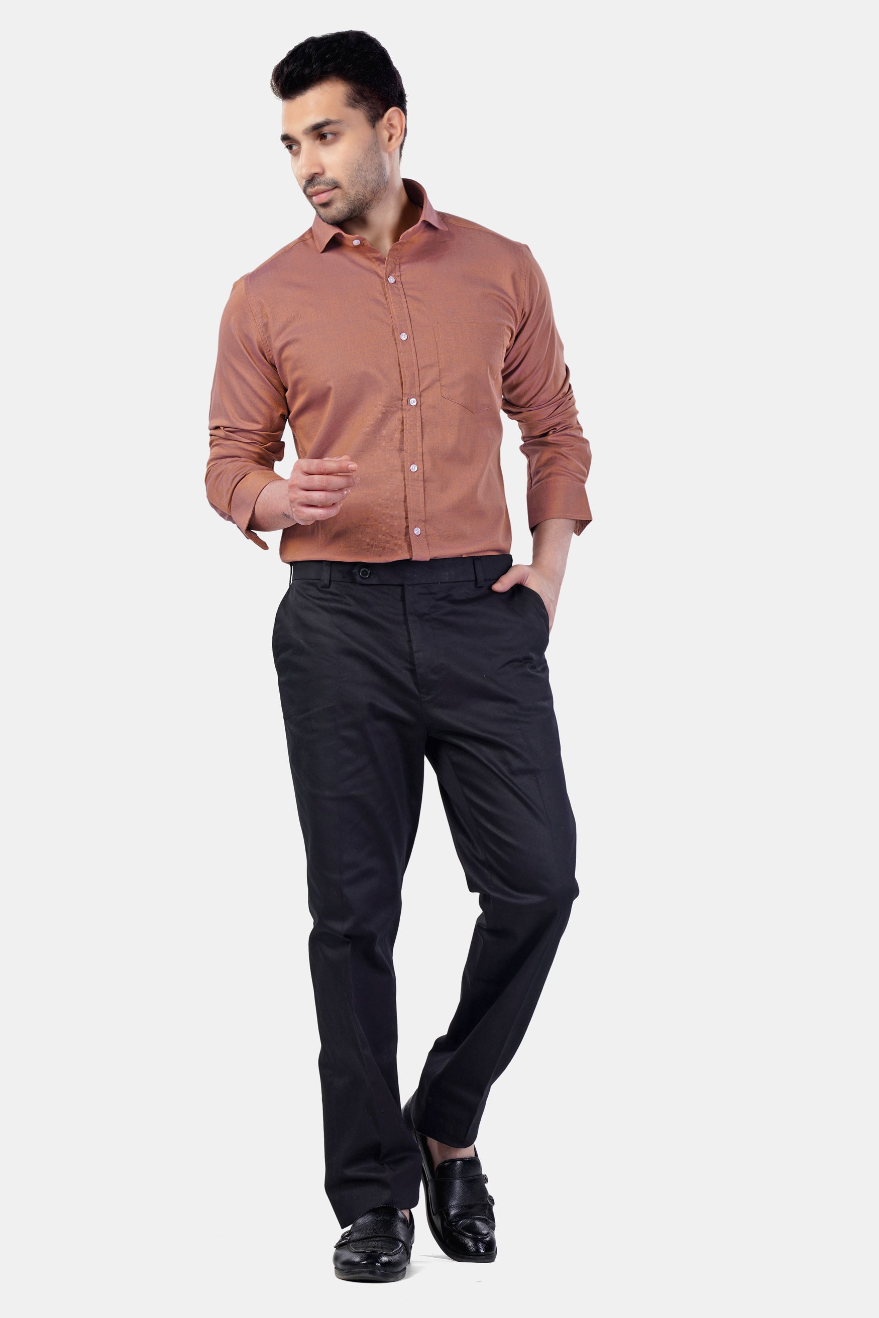 7swords-Sepia Brown textured Premium Cotton Shirt 7S-170-CA-38, 7S-170-CA-39, 7S-170-CA-40, 7S-170-CA-42