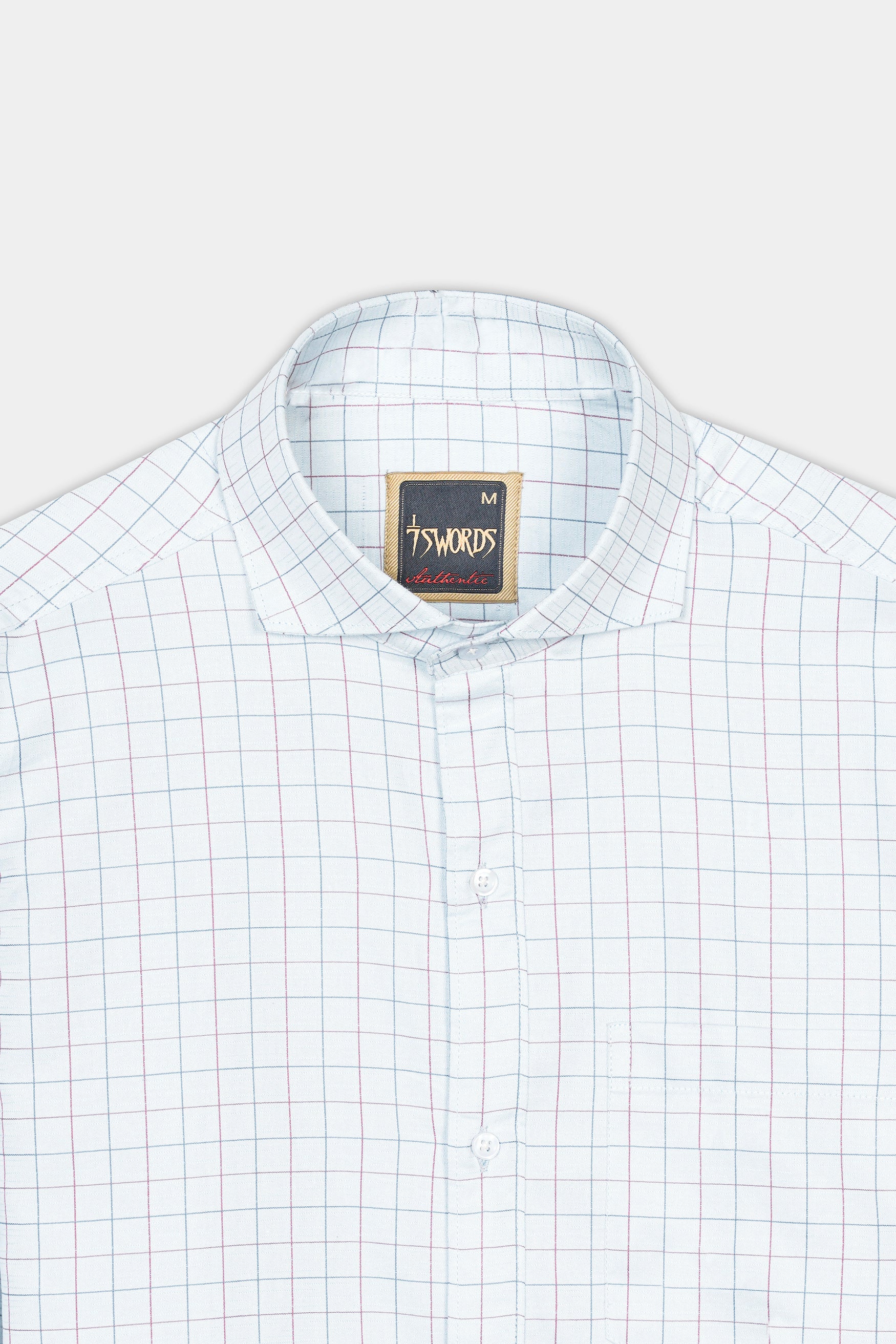 7swords-Bright White Multicolour Checkered Premium Cotton Shirt 7S-176-CA-38, 7S-176-CA-39, 7S-176-CA-40, 7S-176-CA-42