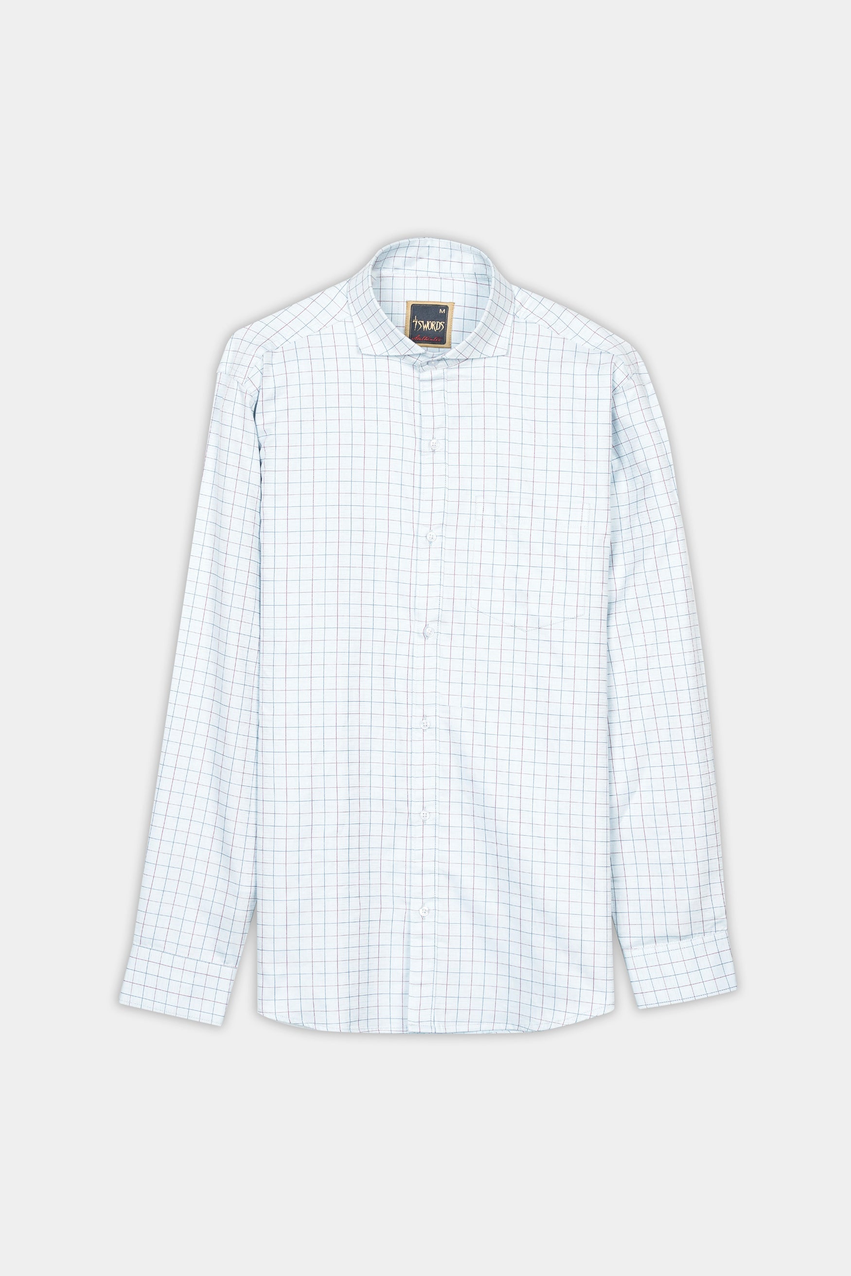 7swords-Bright White Multicolour Checkered Premium Cotton Shirt 7S-176-CA-38, 7S-176-CA-39, 7S-176-CA-40, 7S-176-CA-42