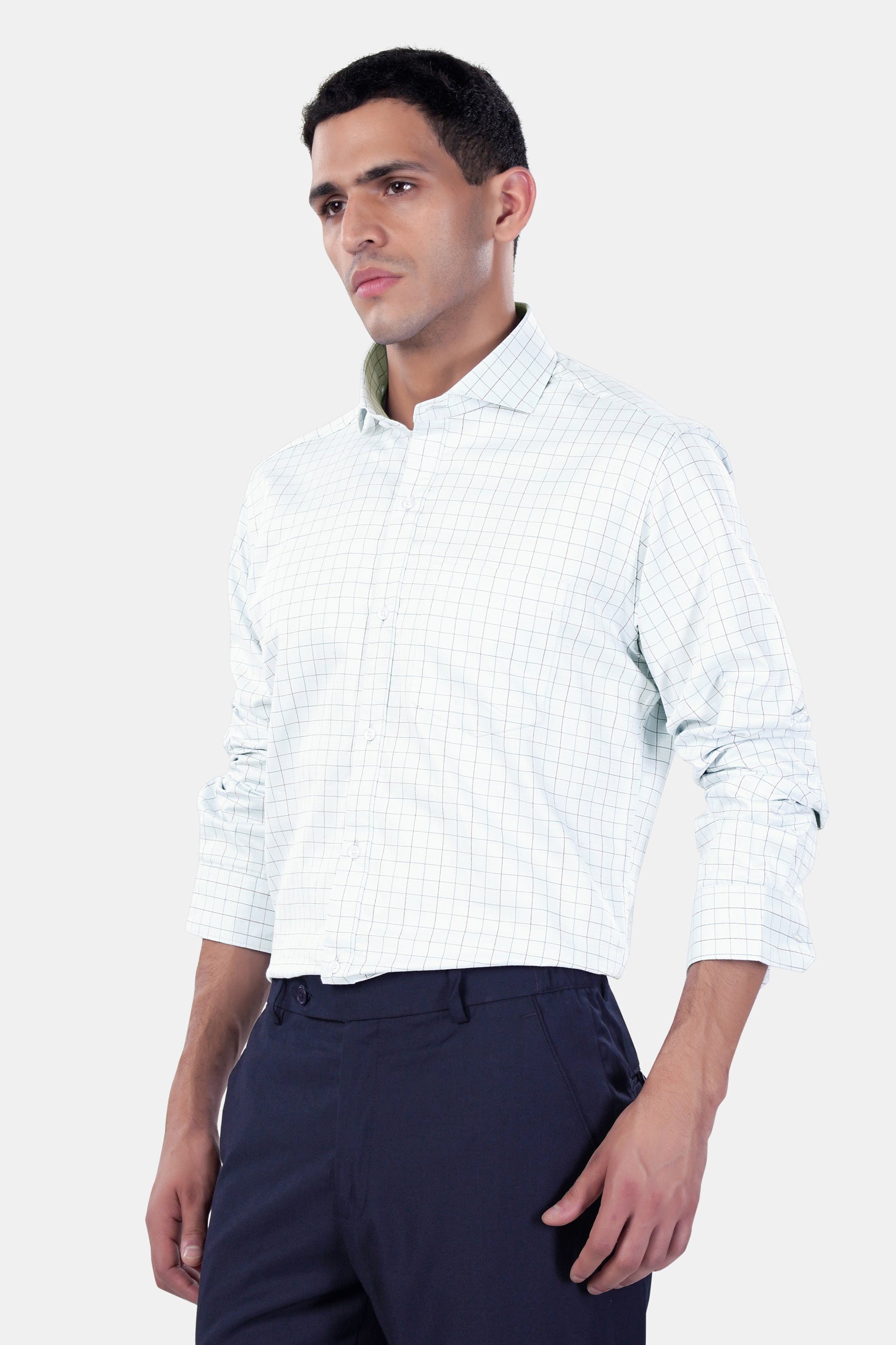 7swords-Bright White Multicolour Checkered Premium Cotton Shirt 7S-176-CA-38, 7S-176-CA-39, 7S-176-CA-40, 7S-176-CA-42