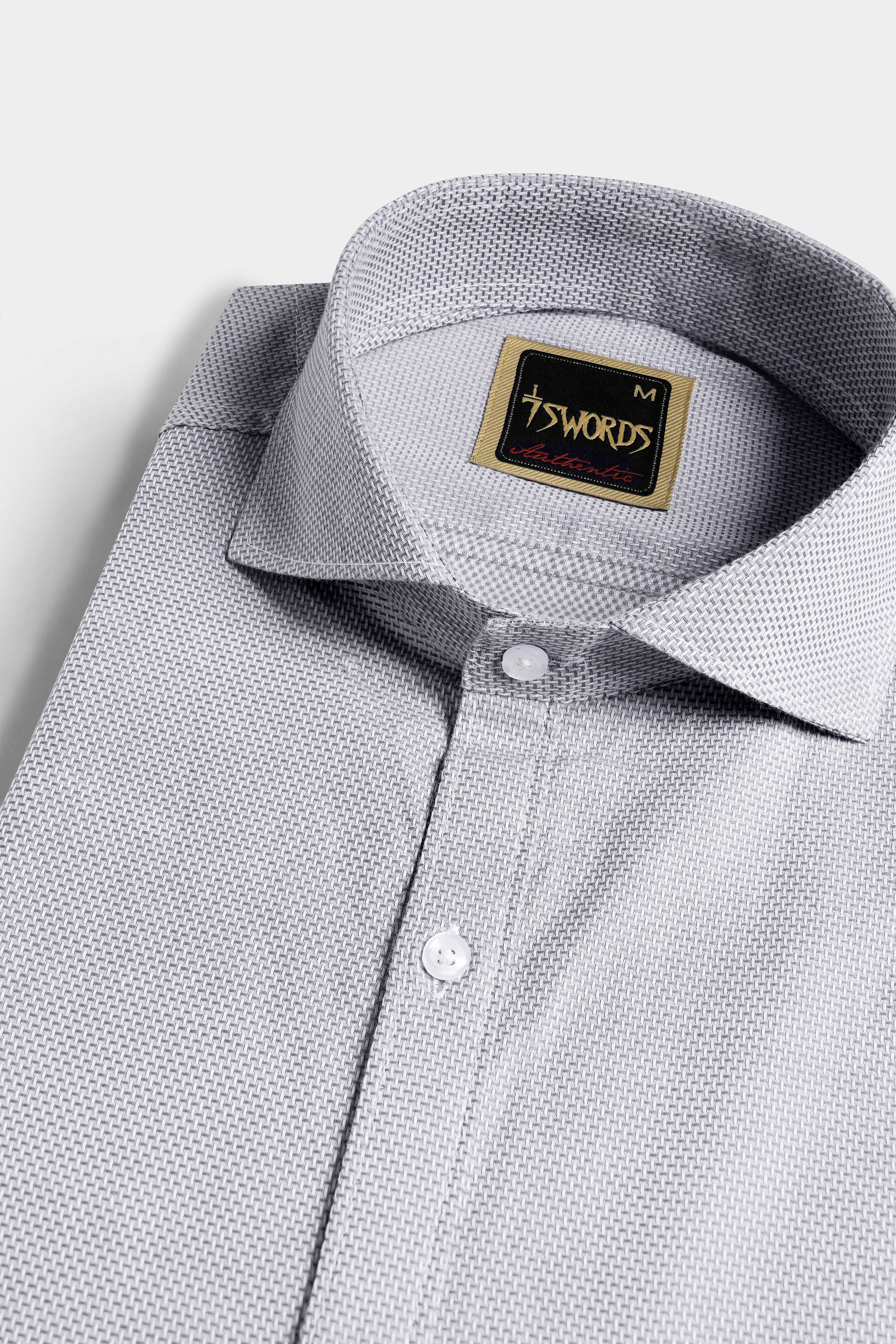 7swords-Ghost Gray textured Premium Cotton Shirt 7S-180-CA-38, 7S-180-CA-39, 7S-180-CA-40, 7S-180-CA-42