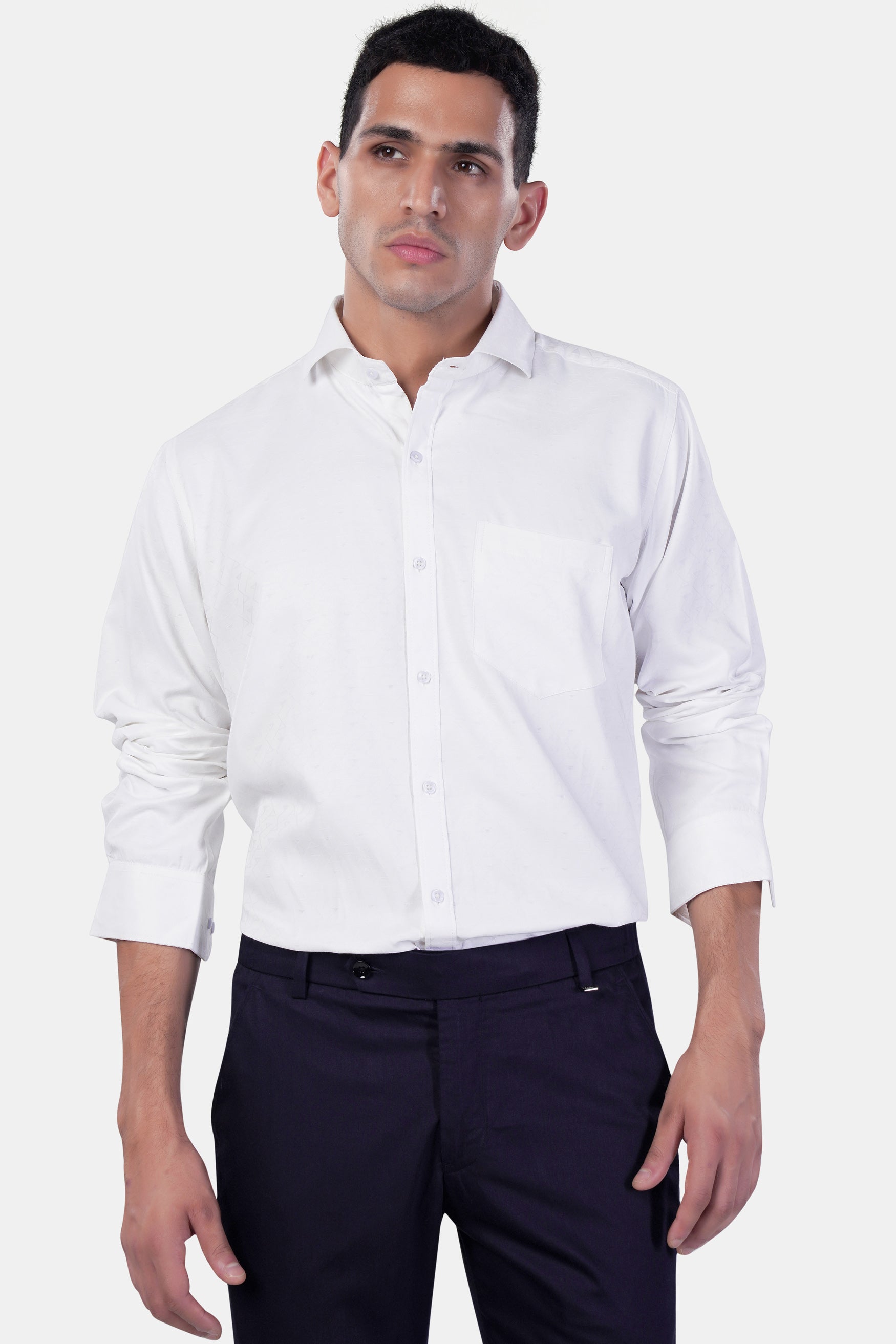 7swords-Bright White Premium Cotton Shirt 7S-186-CA-38, 7S-186-CA-39, 7S-186-CA-40, 7S-186-CA-42