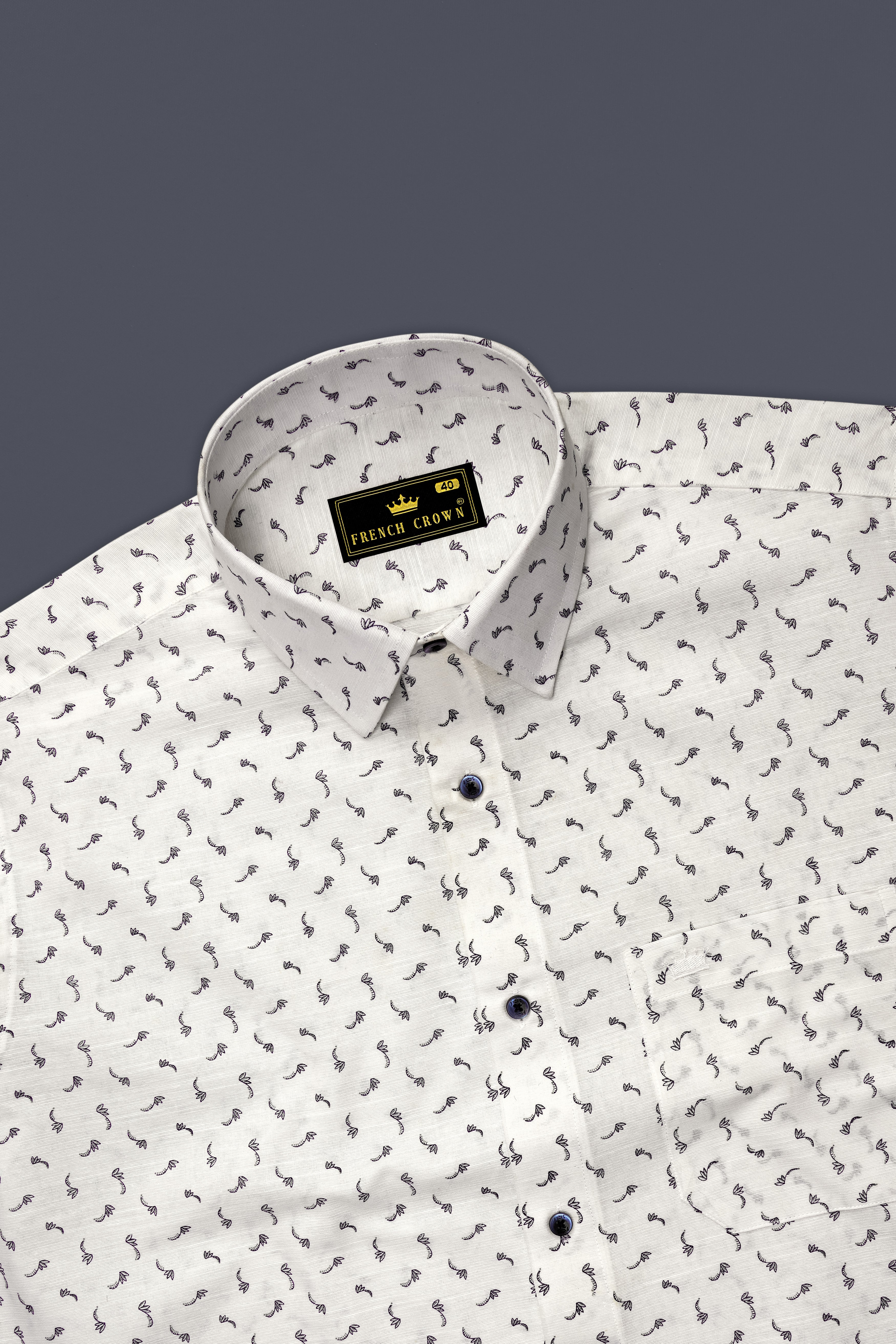 Bright White Printed Luxurious Linen Shirt