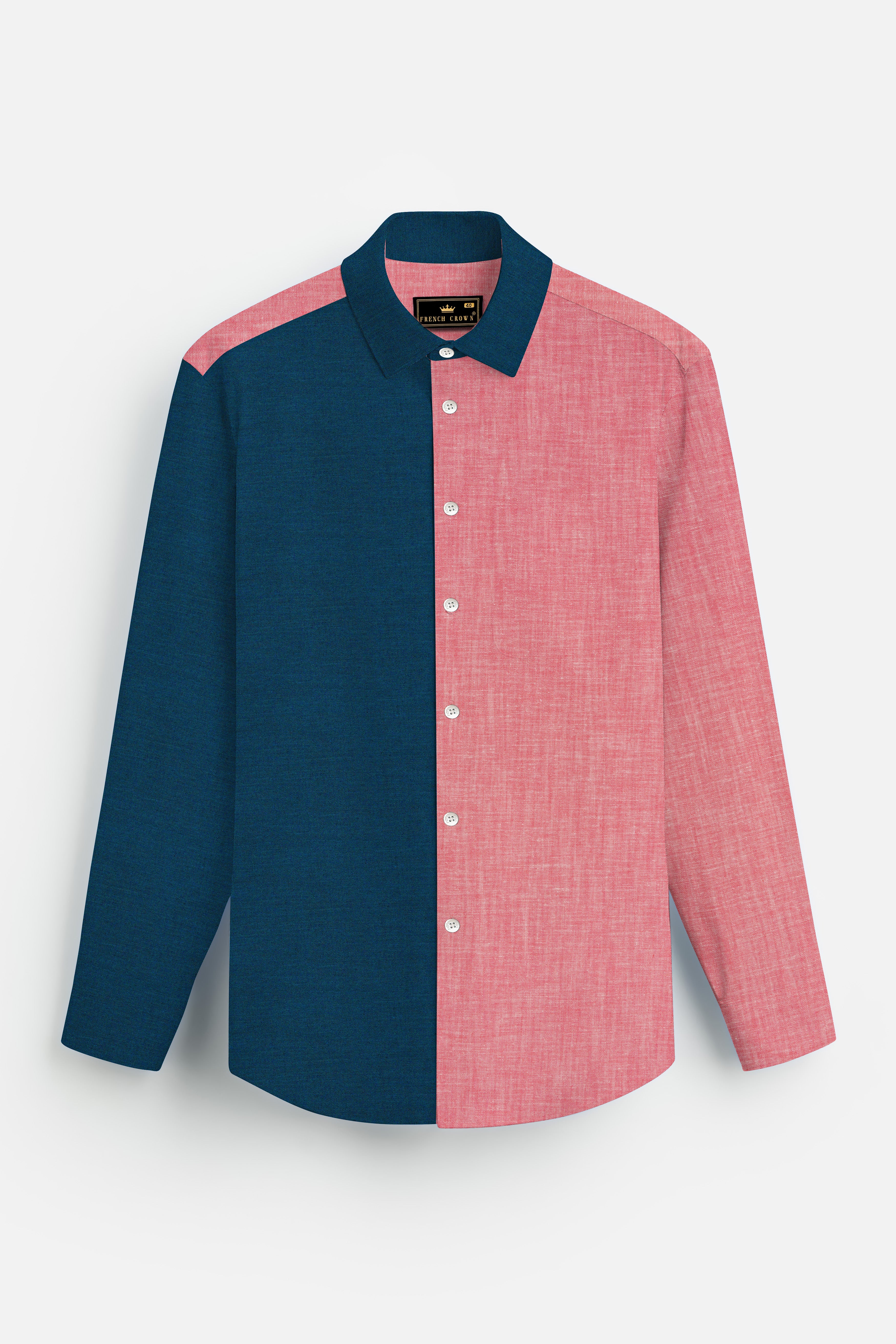 Sherpa Sea Blue and Cranberry Pink Royal Oxford Designer Shirt