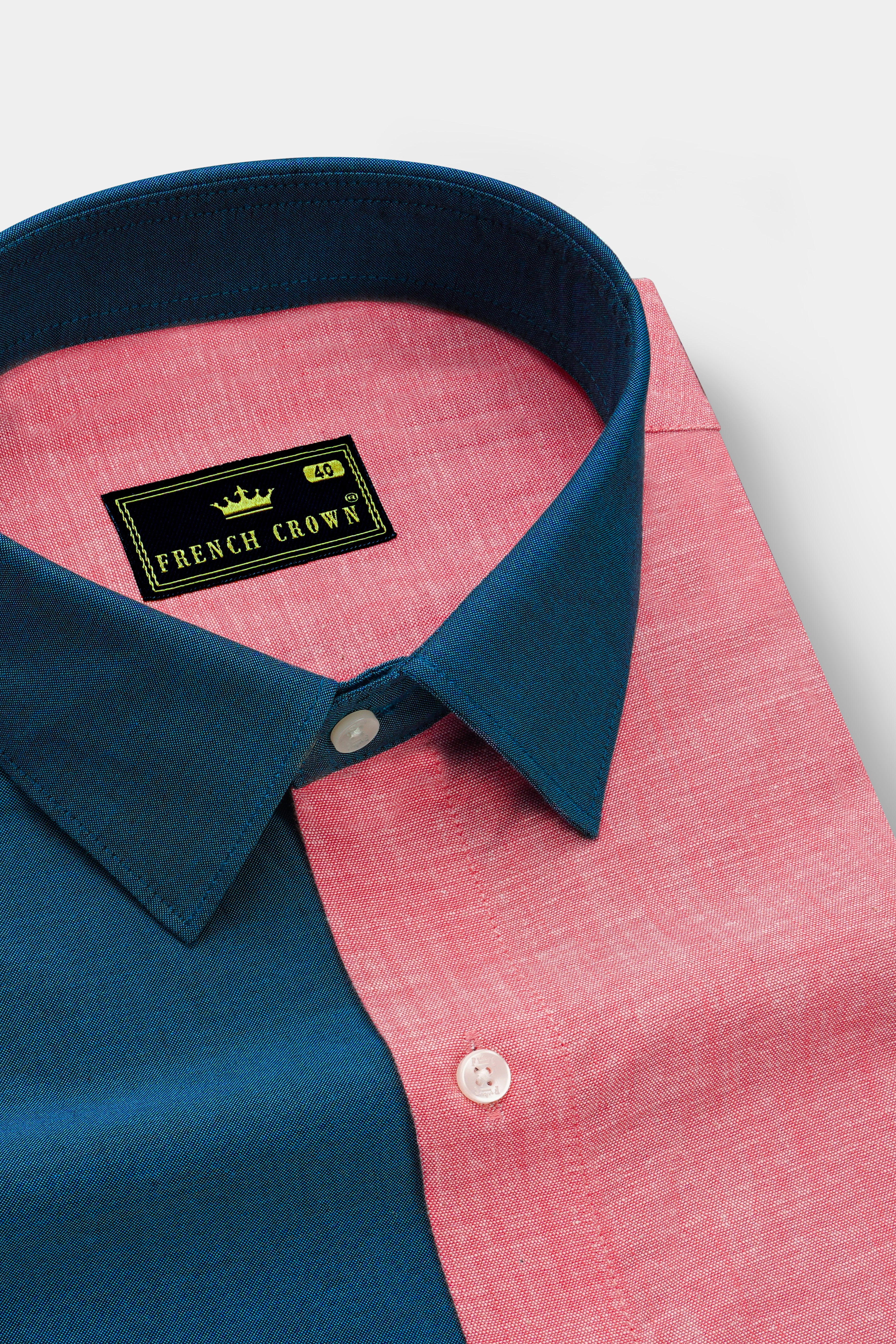 Sherpa Sea Blue and Cranberry Pink Royal Oxford Designer Shirt