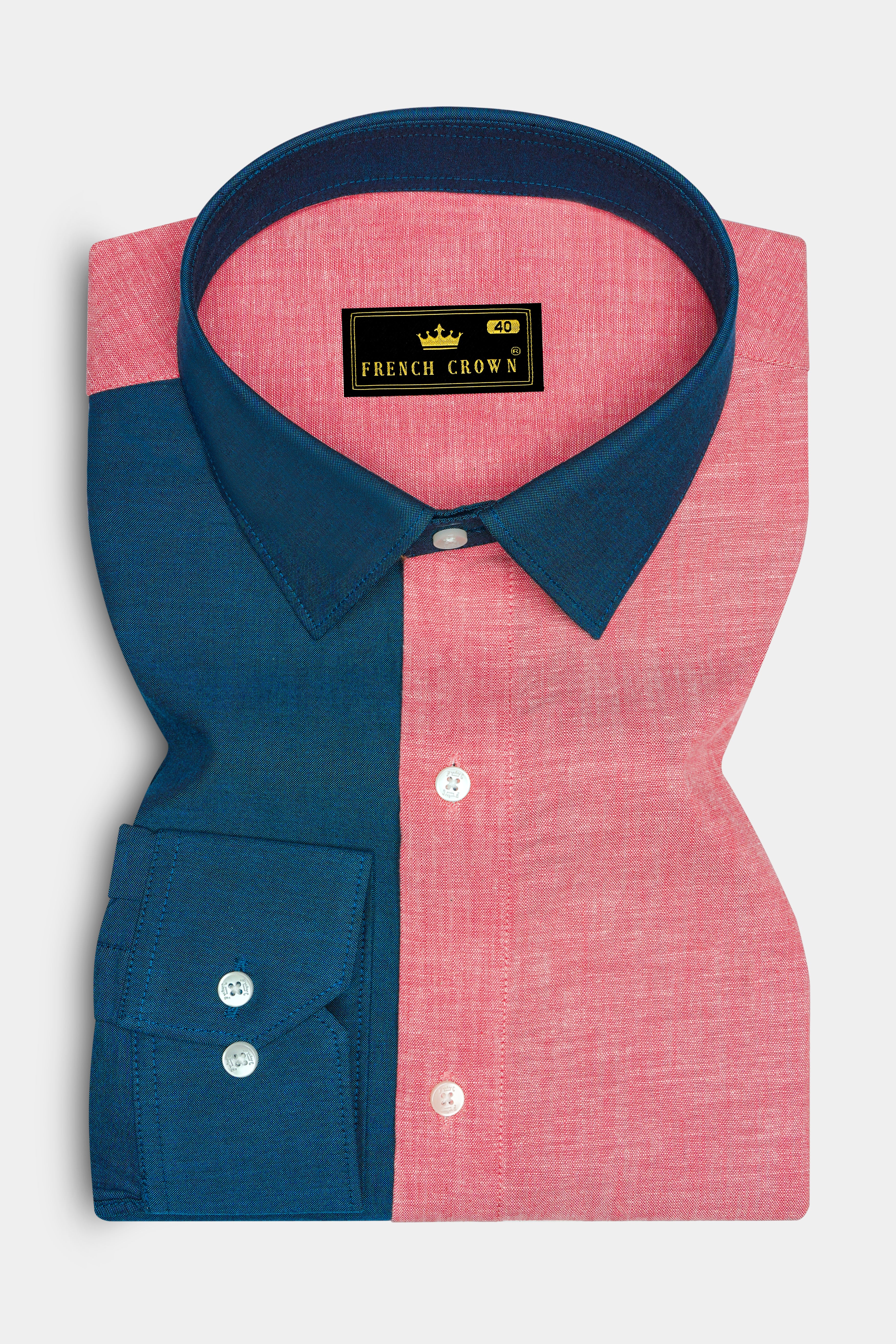 Sherpa Sea Blue and Cranberry Pink Royal Oxford Designer Shirt