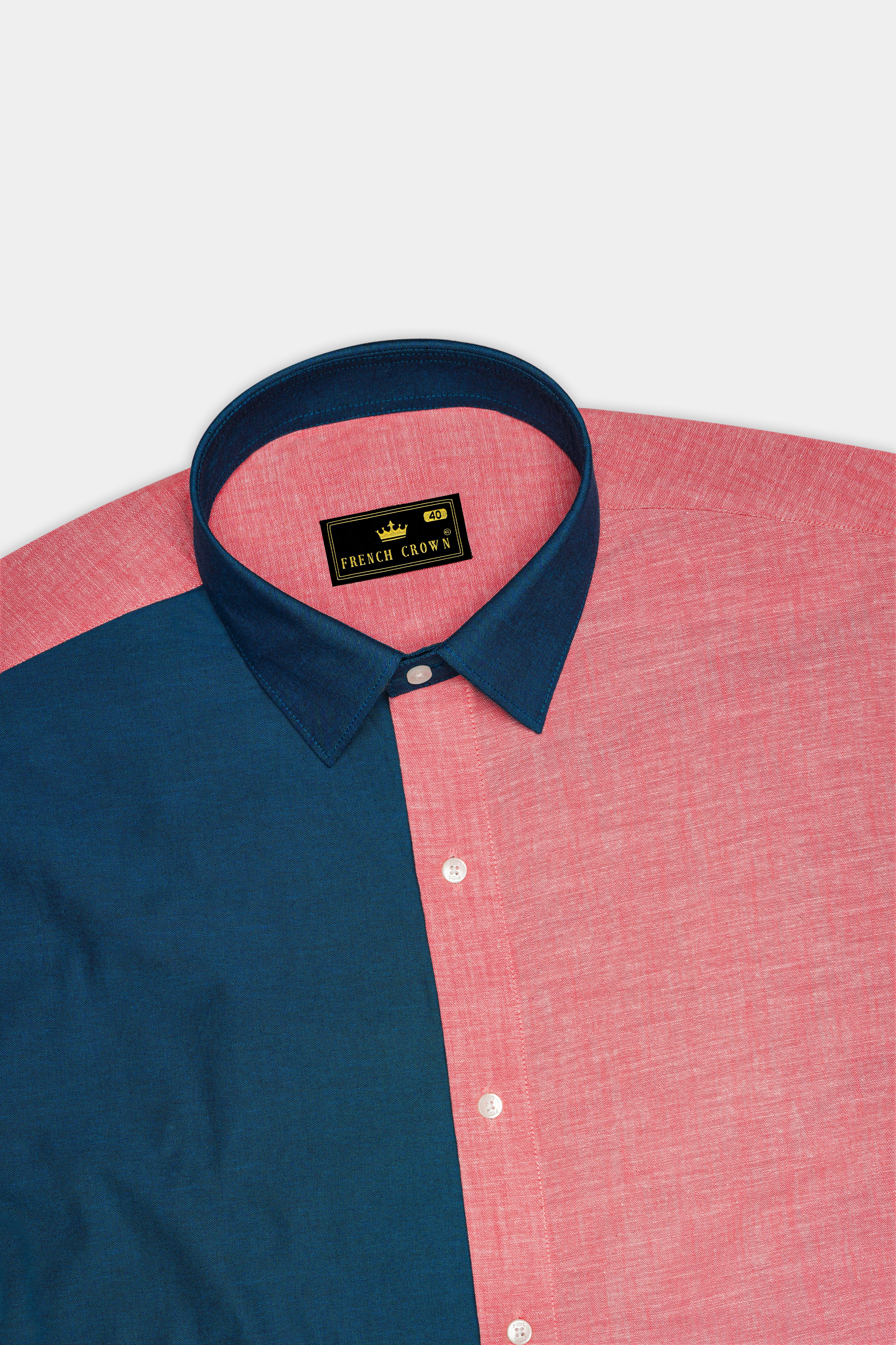 Sherpa Sea Blue and Cranberry Pink Royal Oxford Designer Shirt
