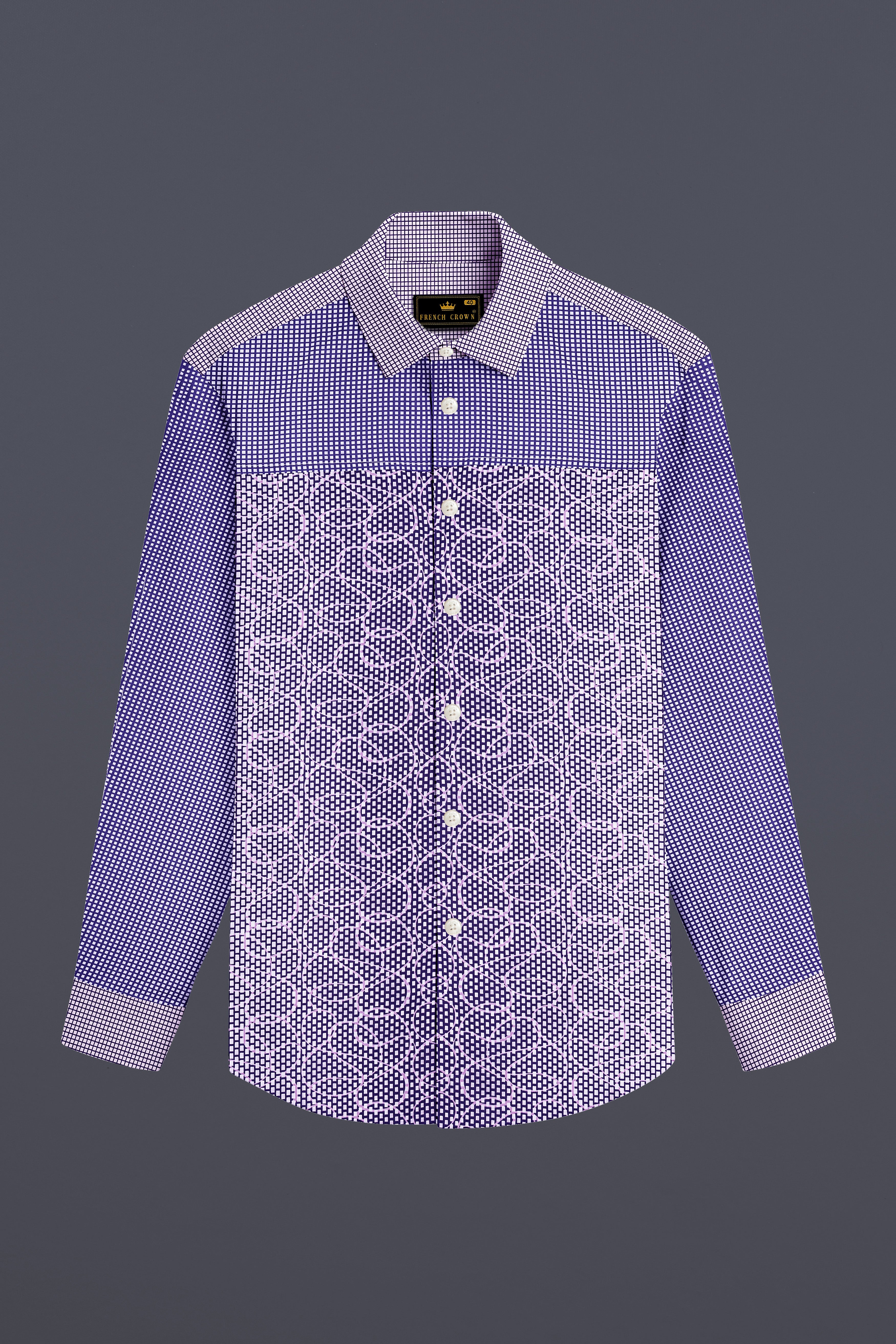 Meteorite Blue and White Premium Cotton Designer Block Shirt