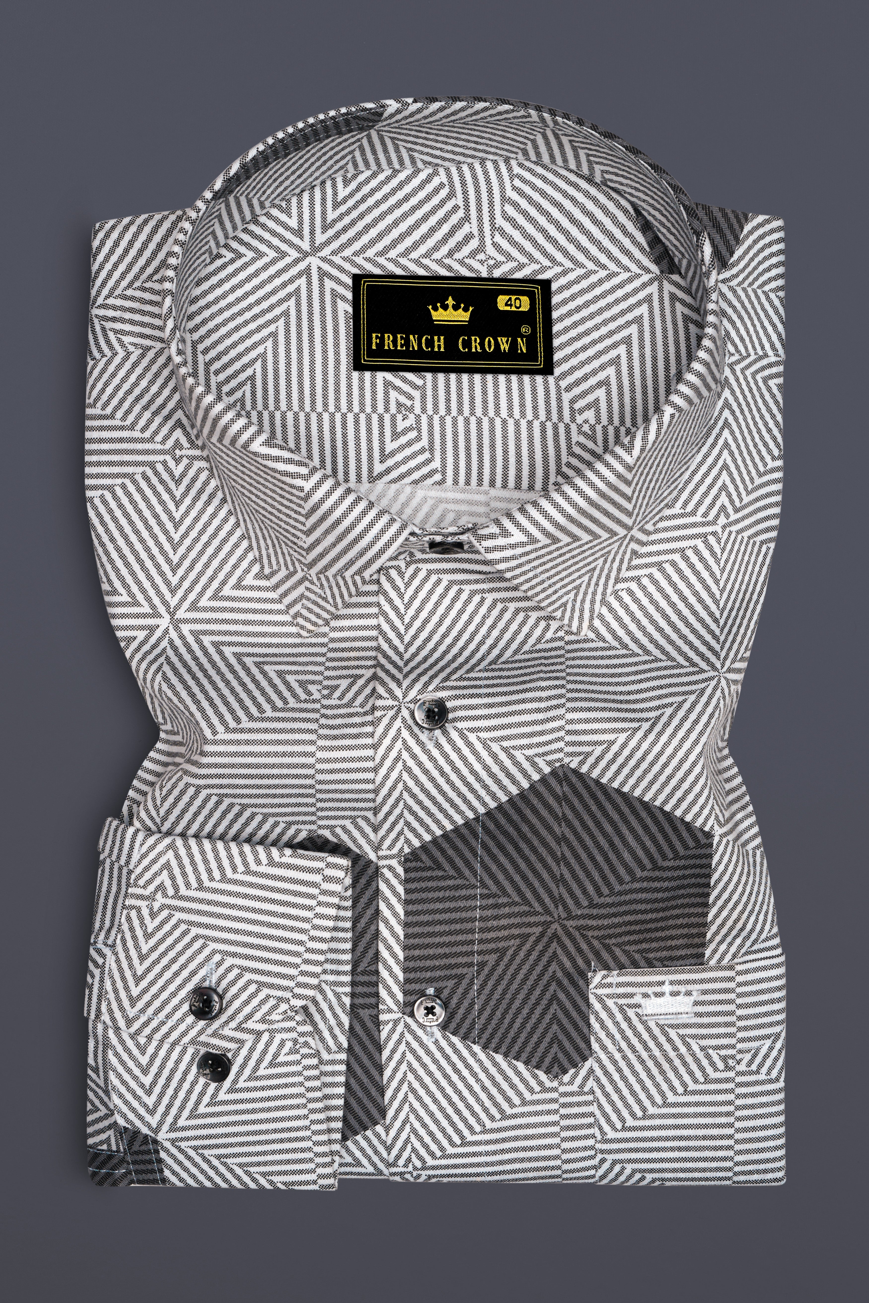 Oslo Gray and Bright White 3D Printed Super Soft Premium Cotton Shirt