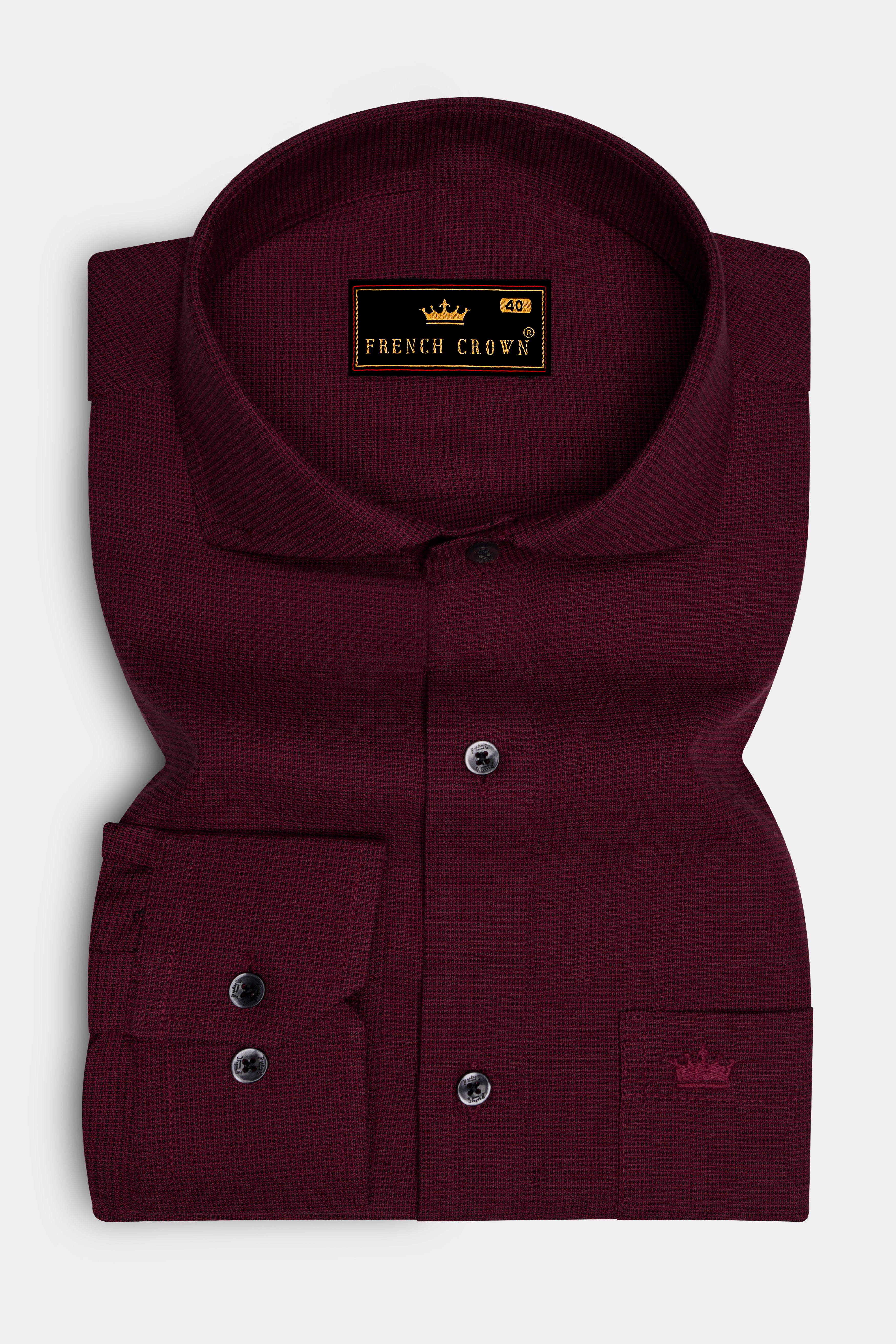 Scarlett Maroon Dobby Textured Premium Giza Cotton Shirt