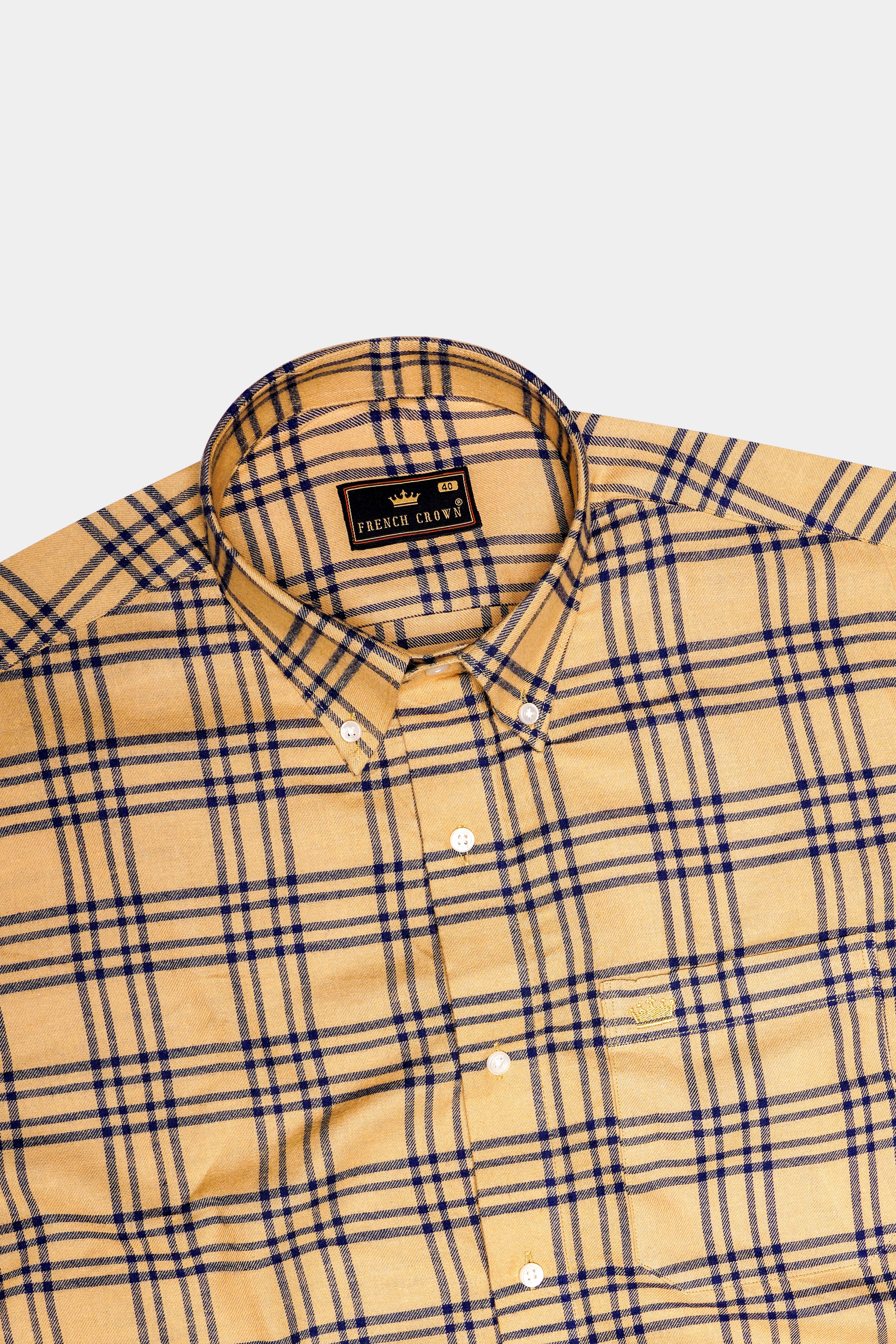 Tumbleweed Brown with Midnight Blue Twill Plaid Premium Cotton Shirt