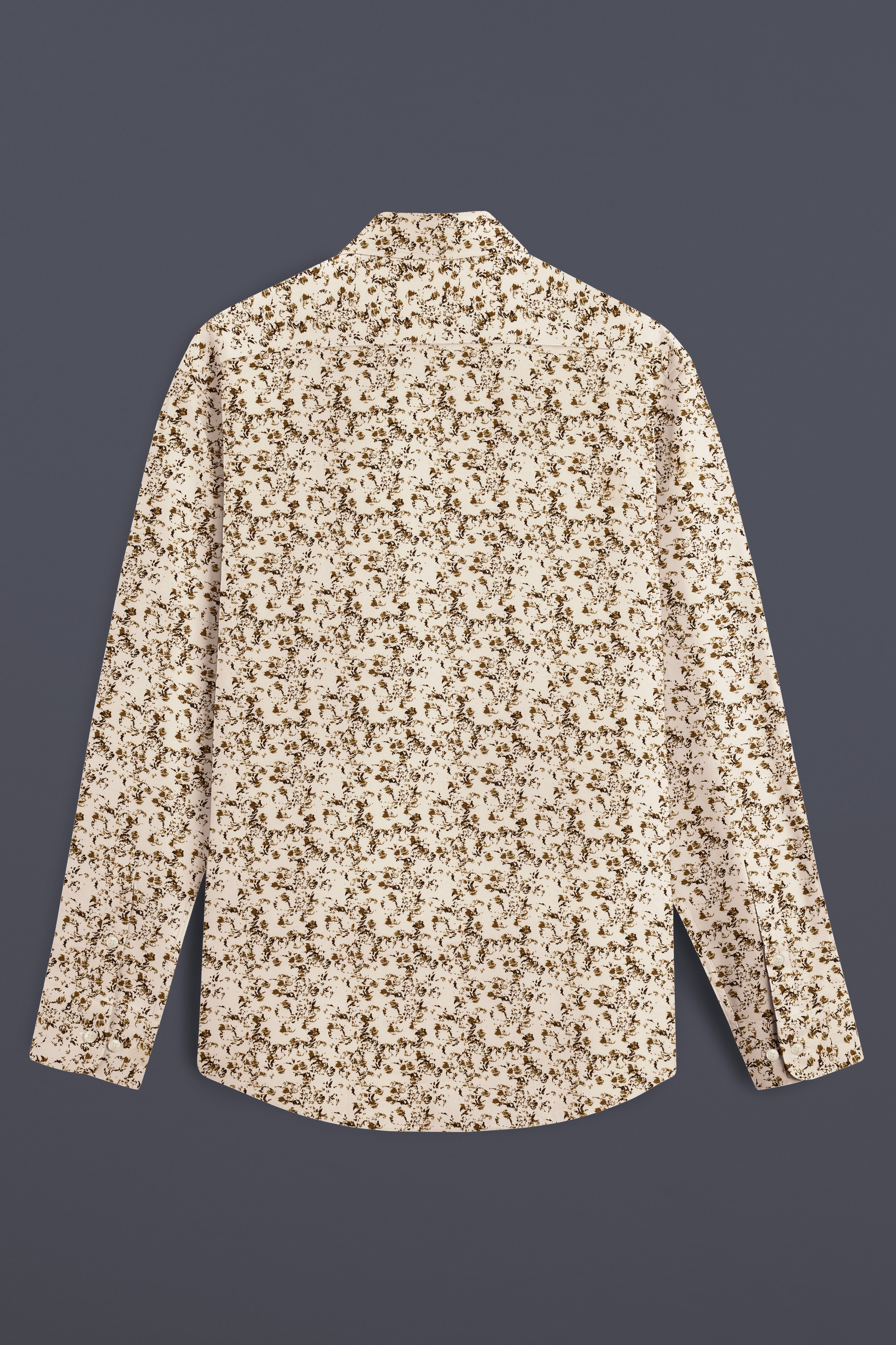 Sauvignon Cream Printed with Black Patches Twill Premium Cotton Designer Shirt