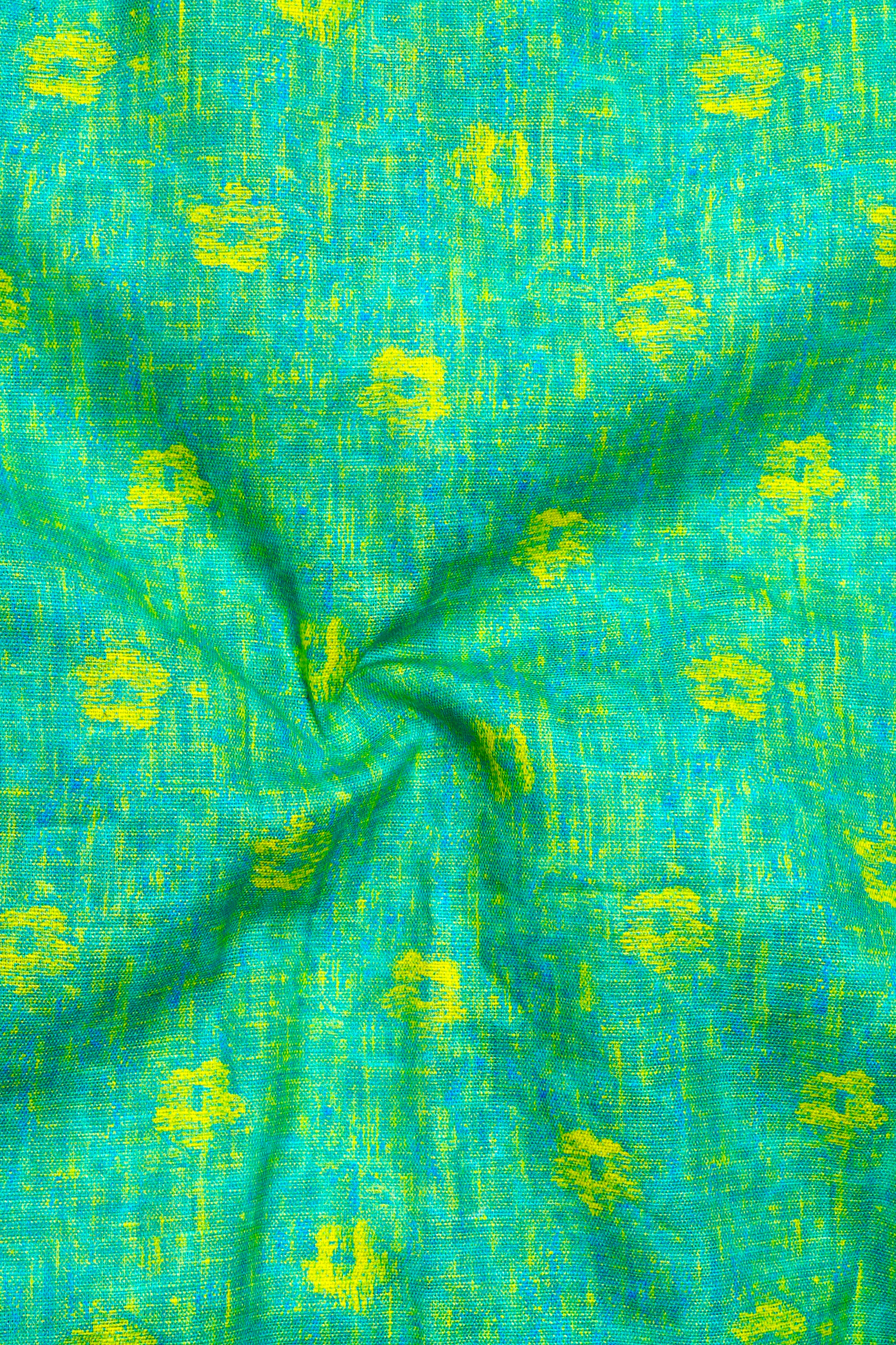 Turquoise Aqua Green Printed Luxurious Linen Kurta Shirt