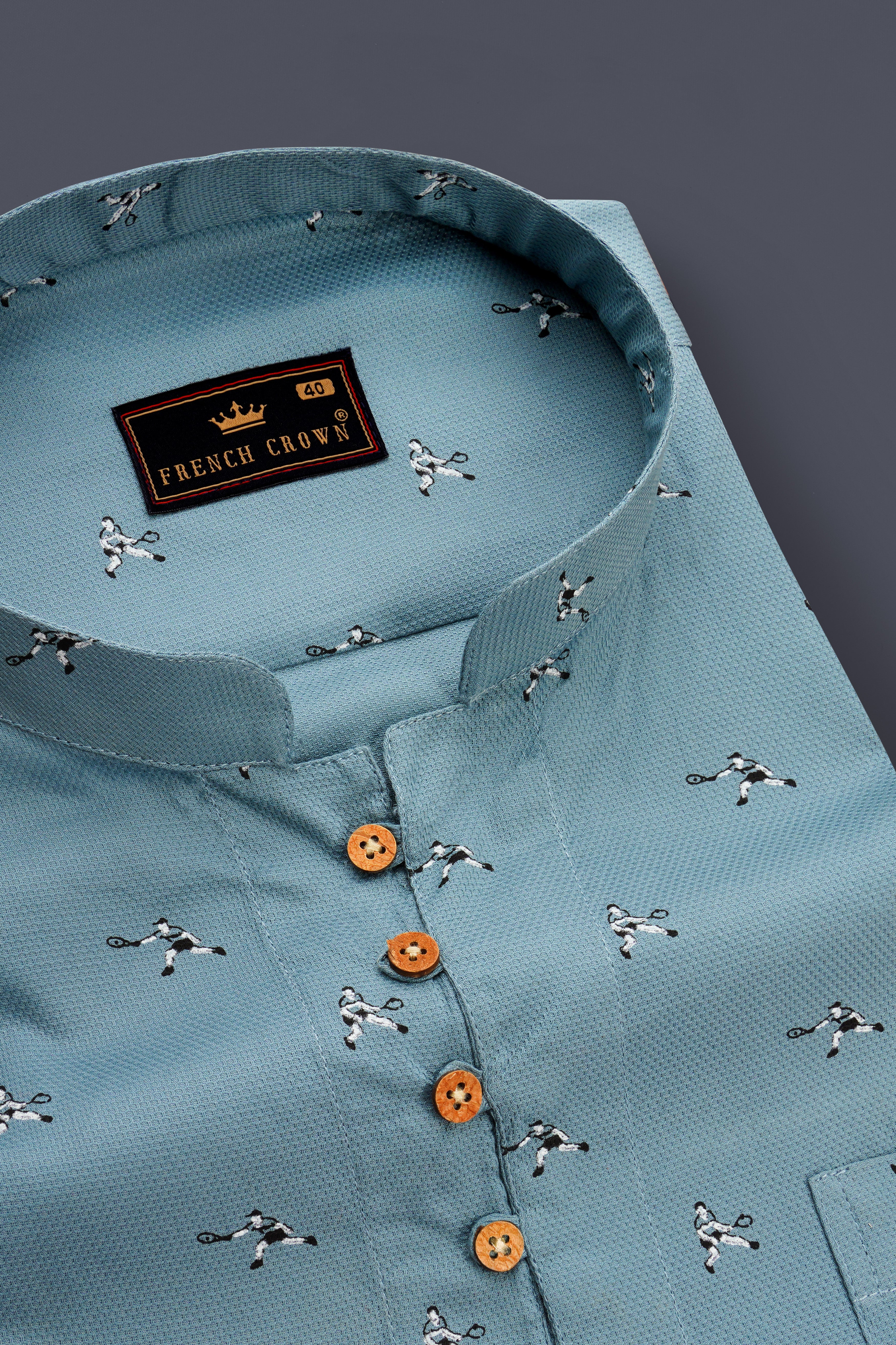 Granny Smith Blue Dobby Textured Premium Giza Cotton Shirt