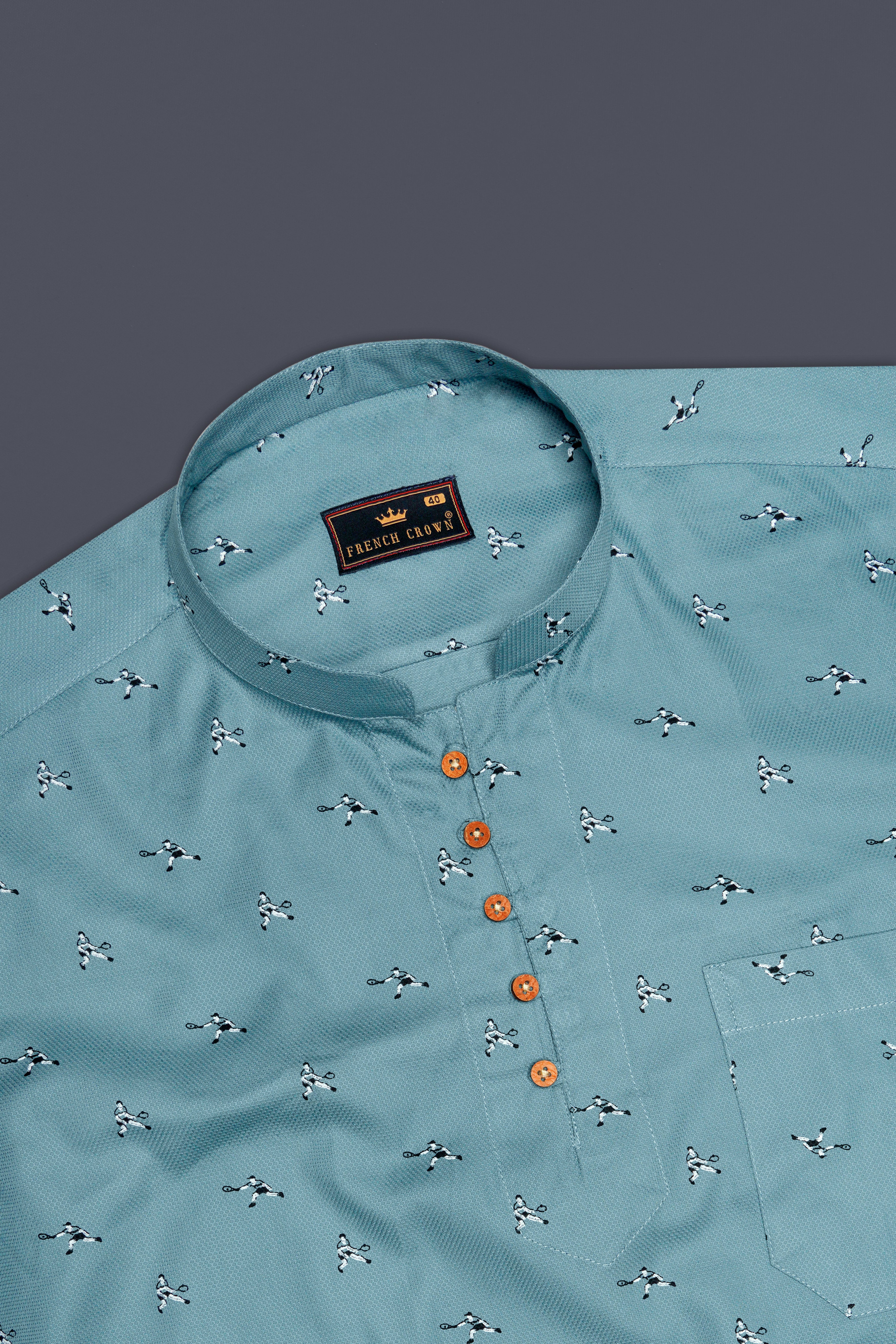 Granny Smith Blue Dobby Textured Premium Giza Cotton Shirt