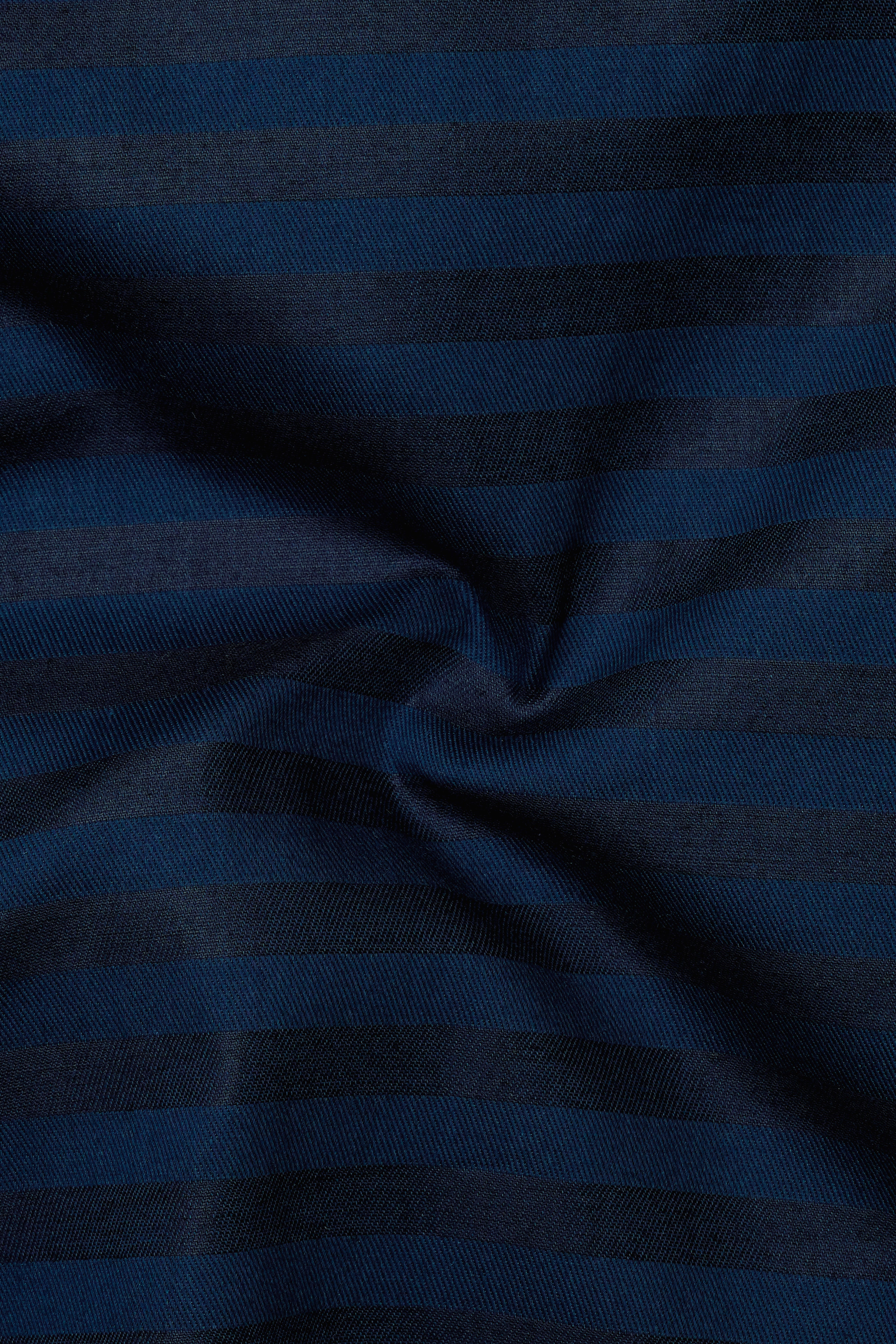Cloud Burst Blue Twill Striped Premium Cotton Shirt