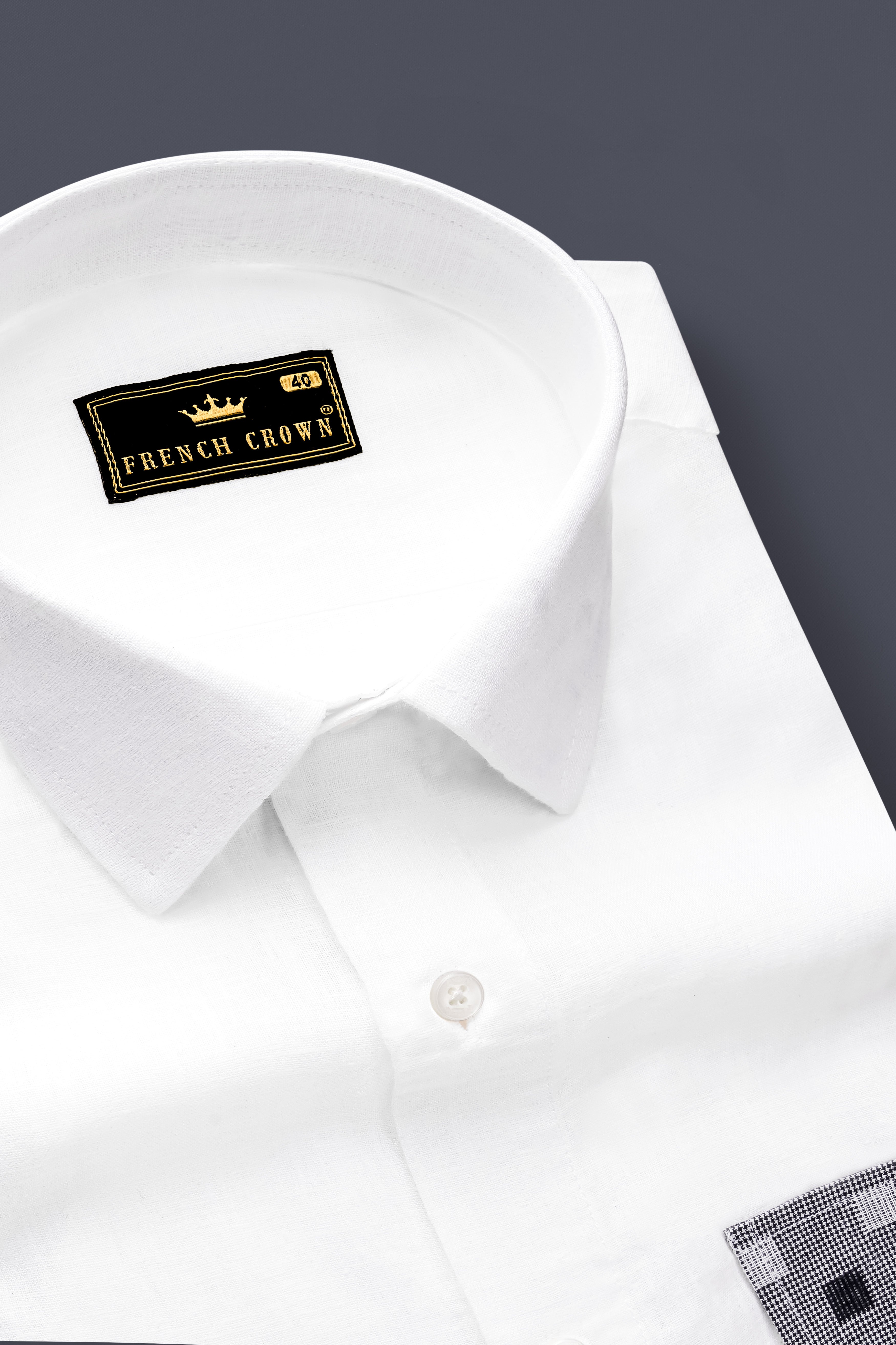 Bright White and Thunder Black Box Textured Luxurious Linen Designer Shirt