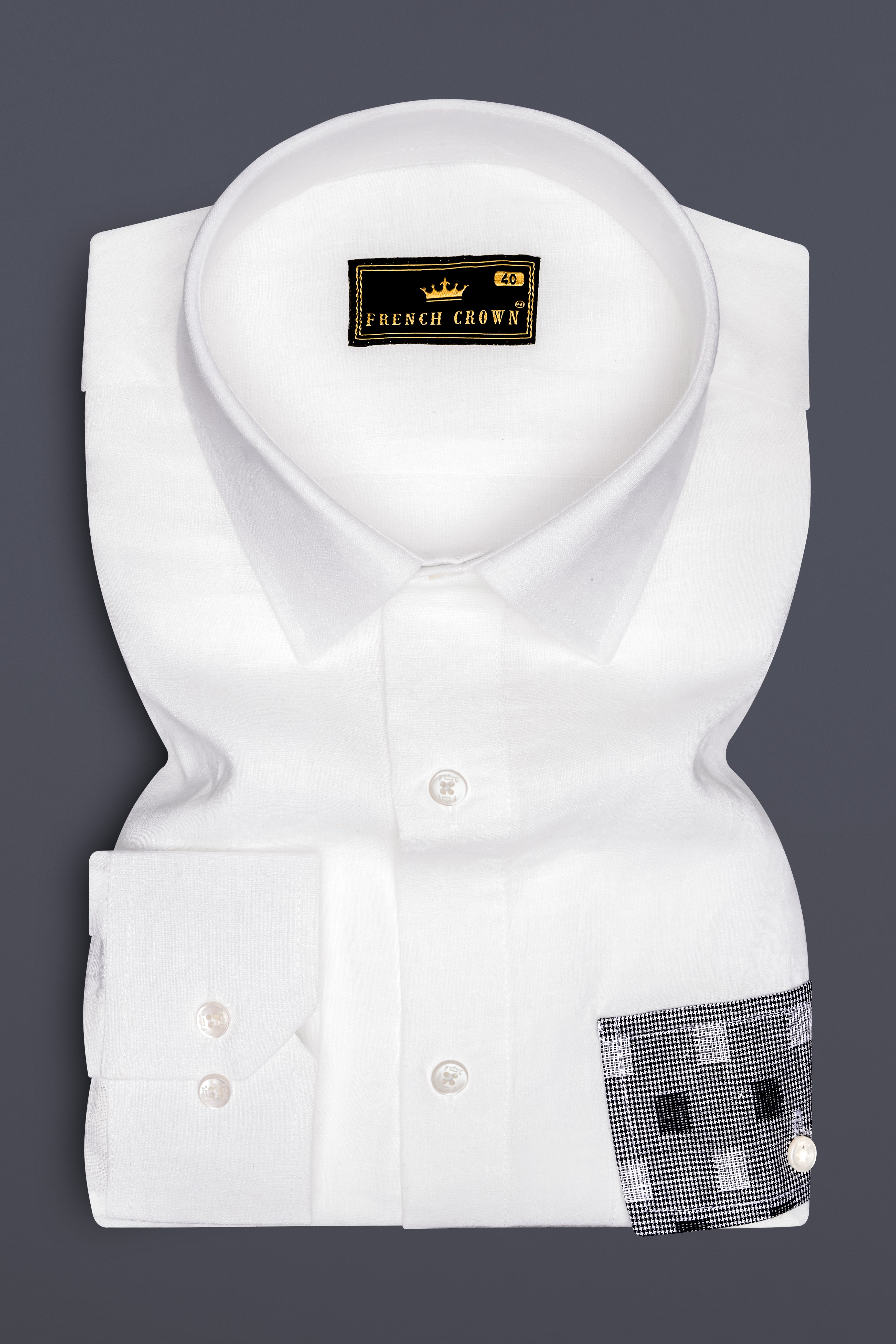 Bright White and Thunder Black Box Textured Luxurious Linen Designer Shirt