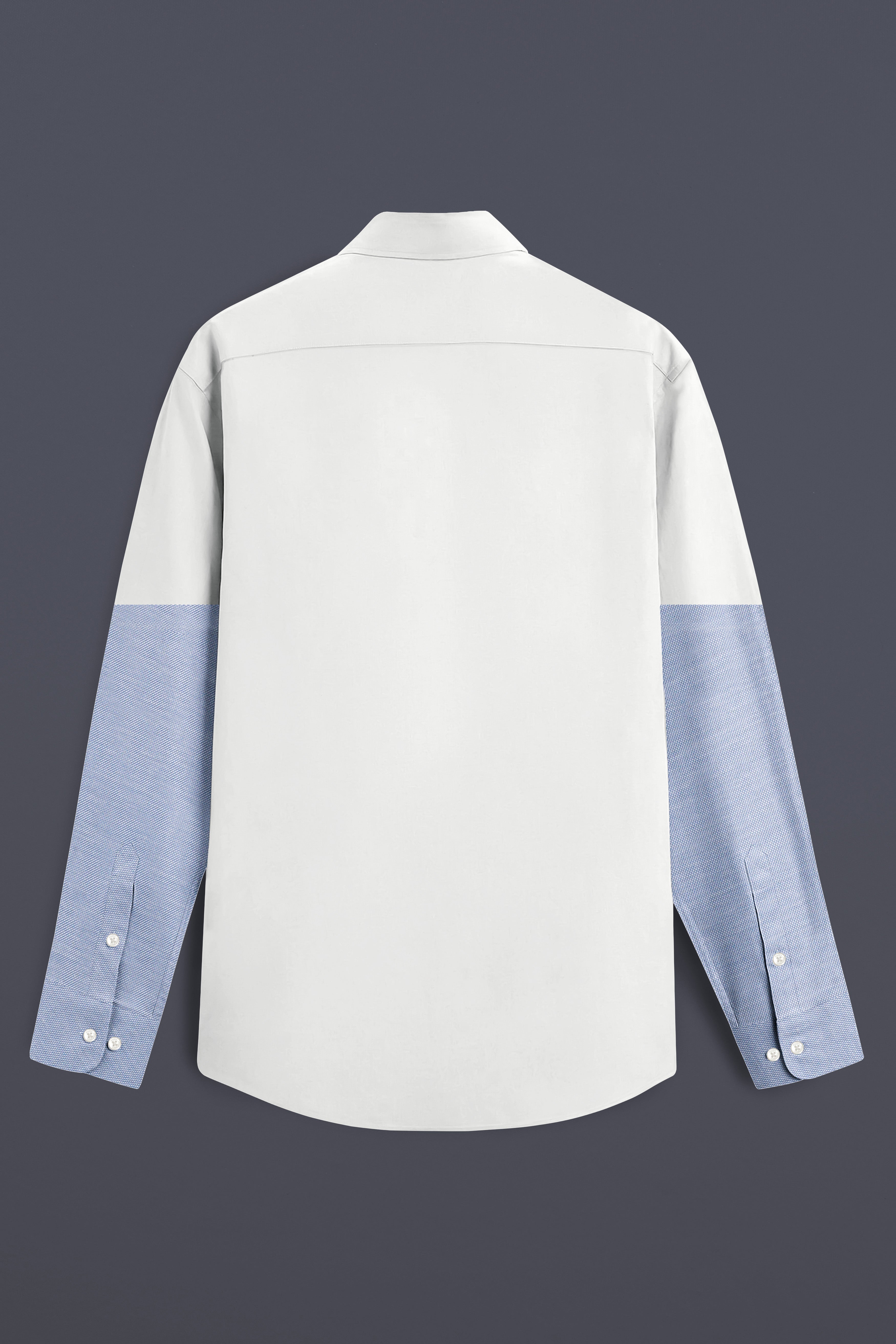 Bright White and Spindle Blue Half Coloured Sleeves Premium Cotton Designer Shirt