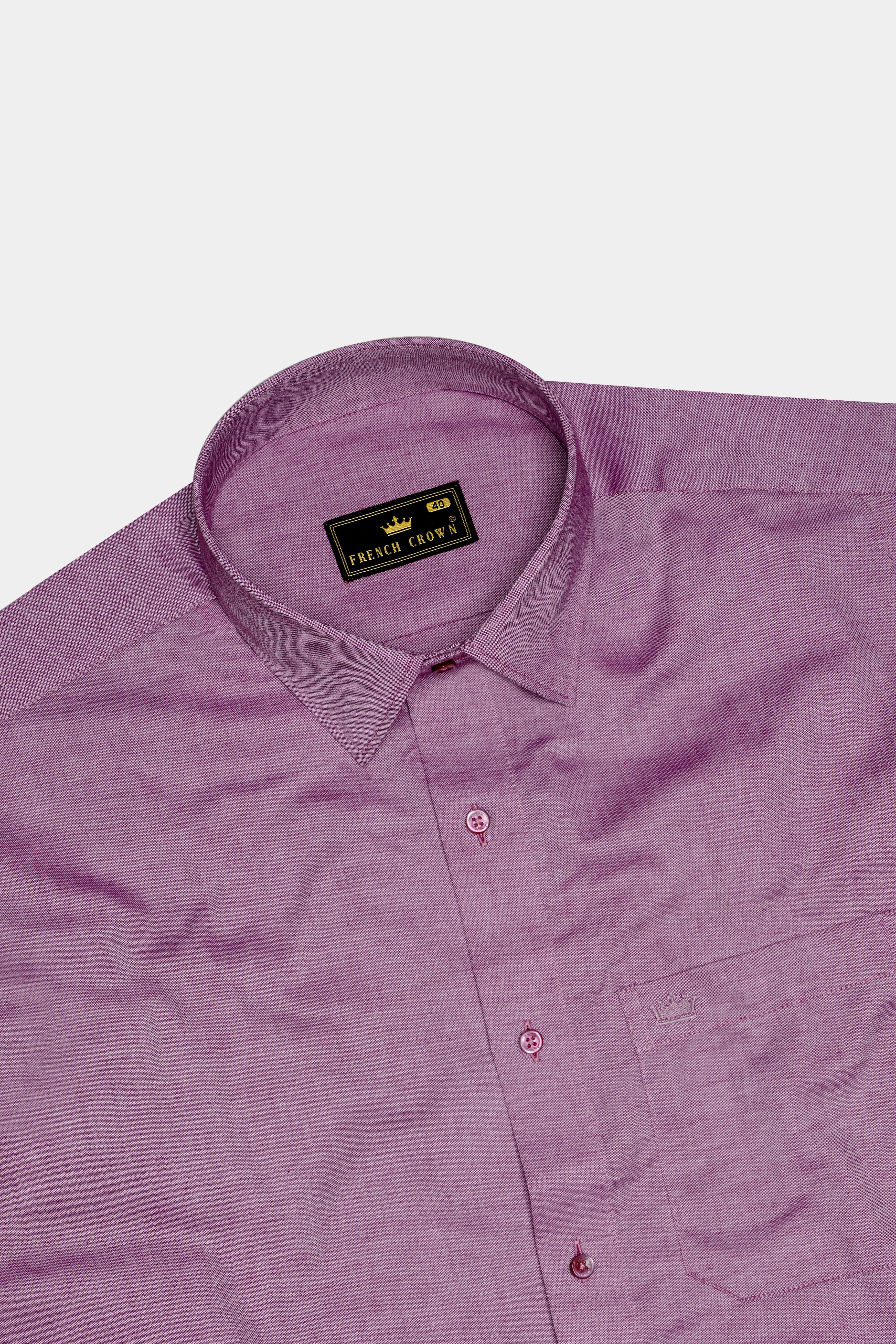 Opera Mauve Pink Chambray Textured Premium Cotton Shirt