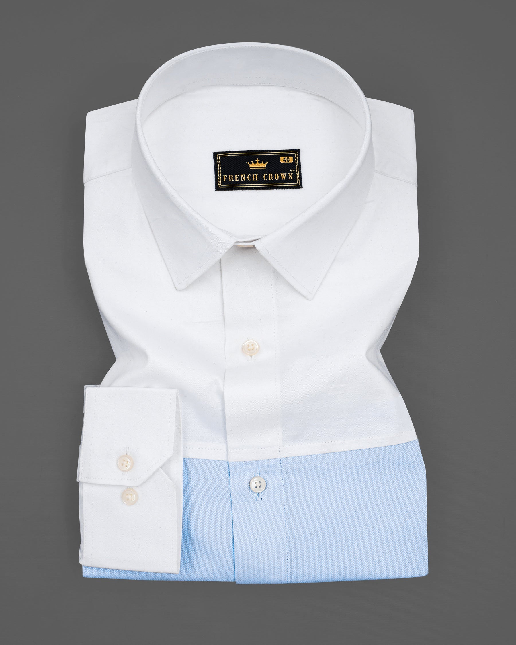 Perano Blue and Bright White Dobby Textured Premium Giza Cotton Designer Shirt