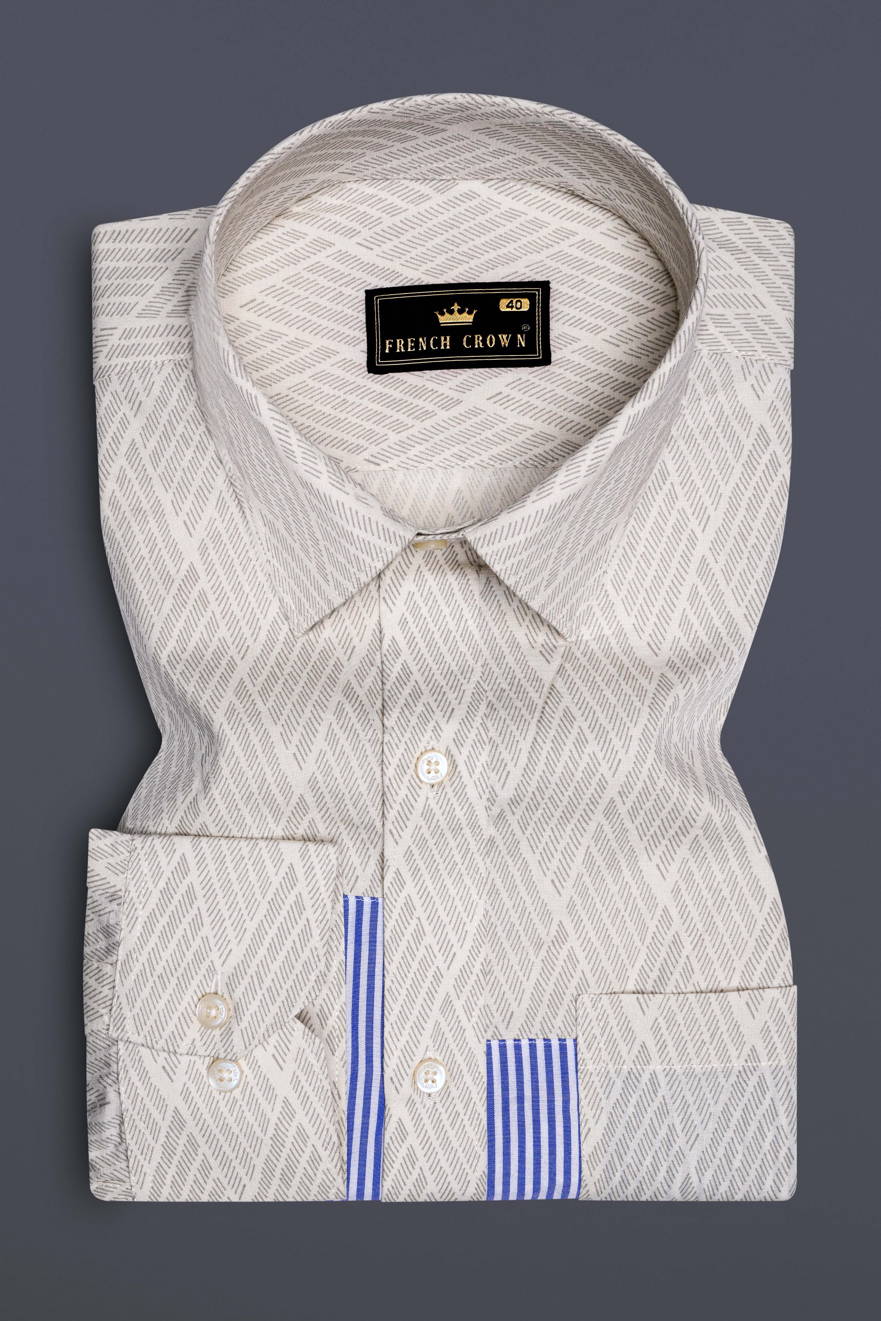 Coral Reef Brown with Sapphire Blue Argyle Printed Premium Cotton Designer Shirt