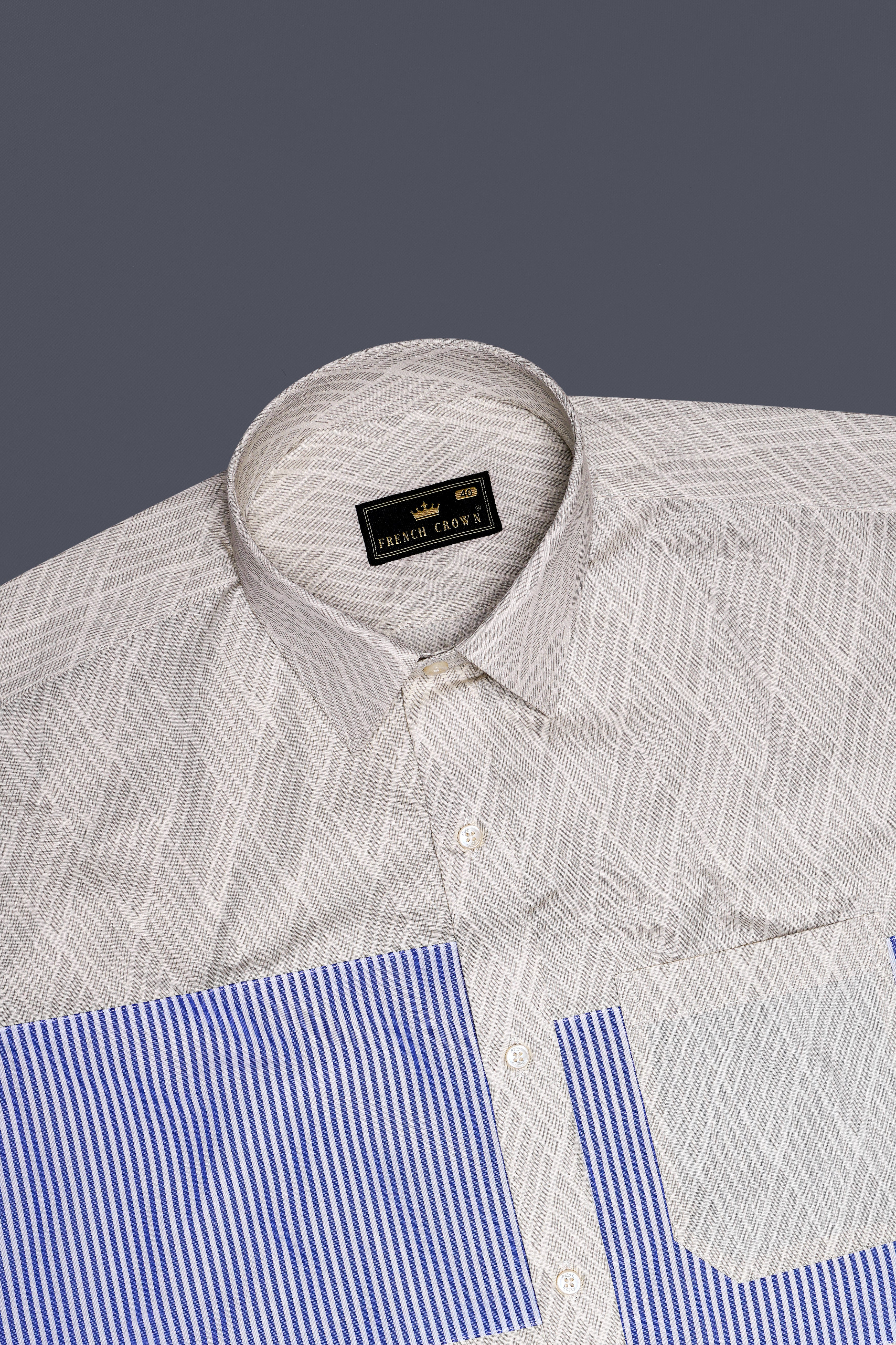 Coral Reef Brown with Sapphire Blue Argyle Printed Premium Cotton Designer Shirt