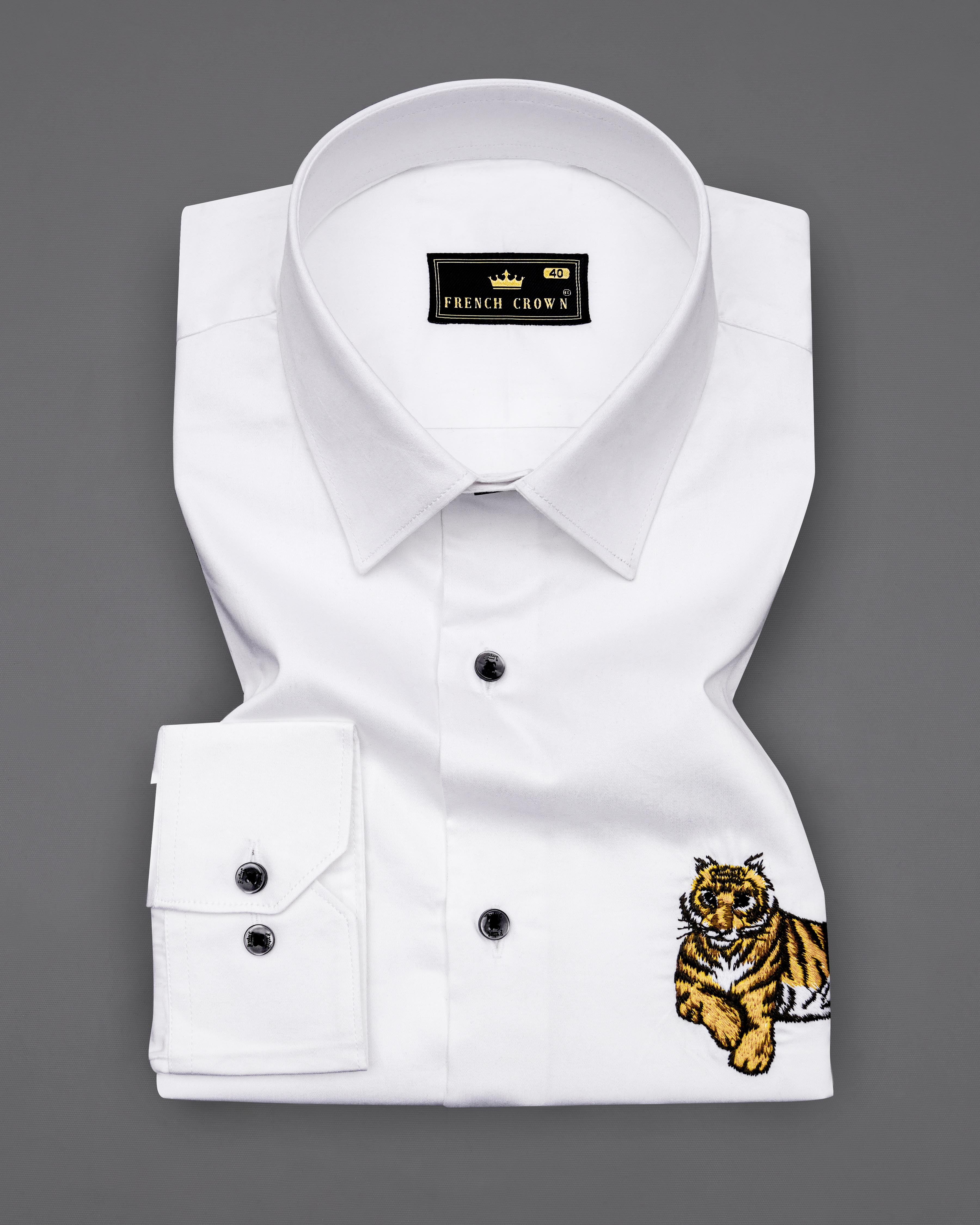 Bright White Subtle Sheen Tiger Cub Embroidered Super Soft Premium Cotton Shirt 8230-BLK-P496-38,8230-BLK-P496-H-38,8230-BLK-P496-39,8230-BLK-P496-H-39,8230-BLK-P496-40,8230-BLK-P496-H-40,8230-BLK-P496-42,8230-BLK-P496-H-42,8230-BLK-P496-44,8230-BLK-P496-H-44,8230-BLK-P496-46,8230-BLK-P496-H-46,8230-BLK-P496-48,8230-BLK-P496-H-48,8230-BLK-P496-50,8230-BLK-P496-H-50,8230-BLK-P496-52,8230-BLK-P496-H-52