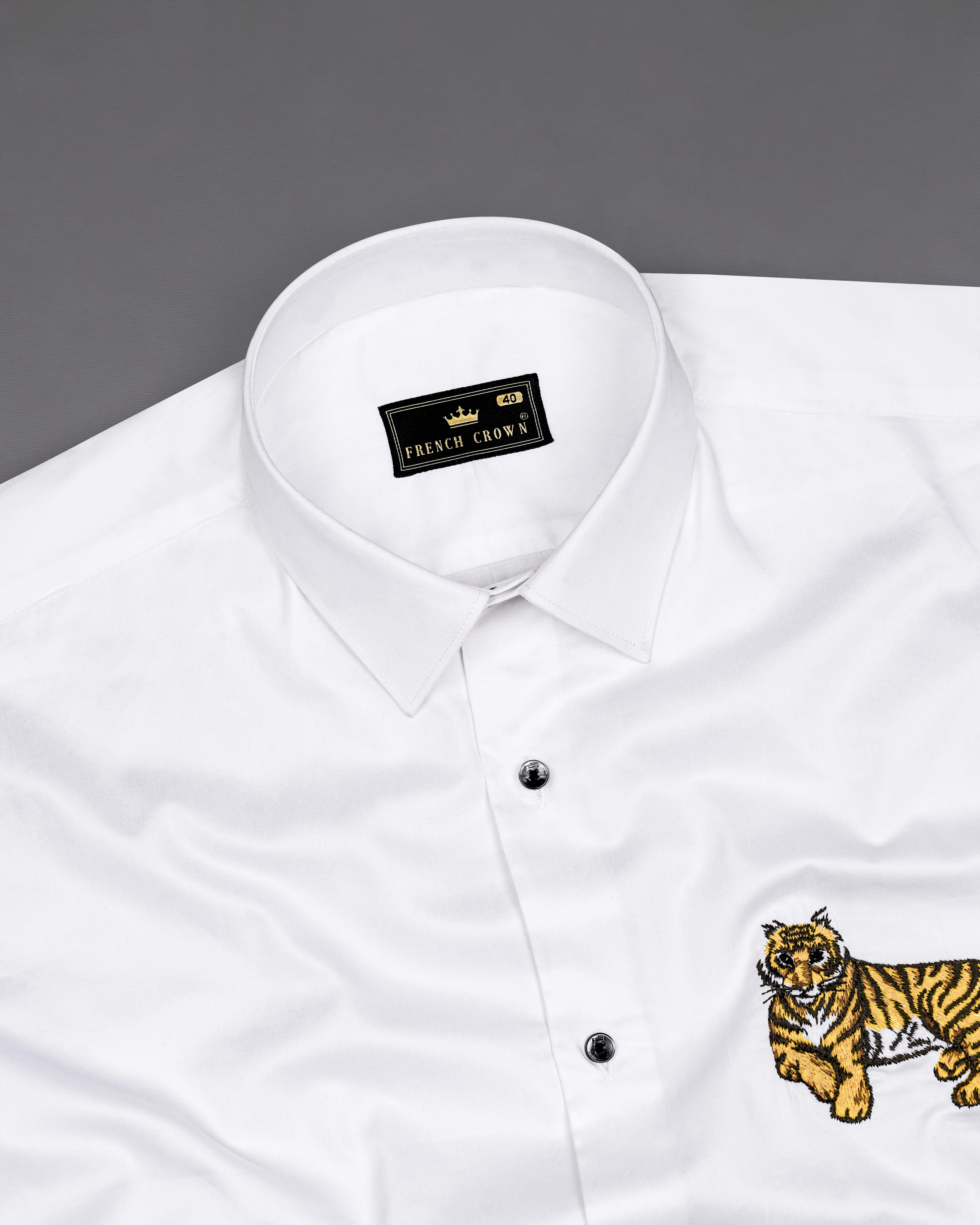 Bright White Subtle Sheen Tiger Cub Embroidered Super Soft Premium Cotton Shirt 8230-BLK-P496-38,8230-BLK-P496-H-38,8230-BLK-P496-39,8230-BLK-P496-H-39,8230-BLK-P496-40,8230-BLK-P496-H-40,8230-BLK-P496-42,8230-BLK-P496-H-42,8230-BLK-P496-44,8230-BLK-P496-H-44,8230-BLK-P496-46,8230-BLK-P496-H-46,8230-BLK-P496-48,8230-BLK-P496-H-48,8230-BLK-P496-50,8230-BLK-P496-H-50,8230-BLK-P496-52,8230-BLK-P496-H-52