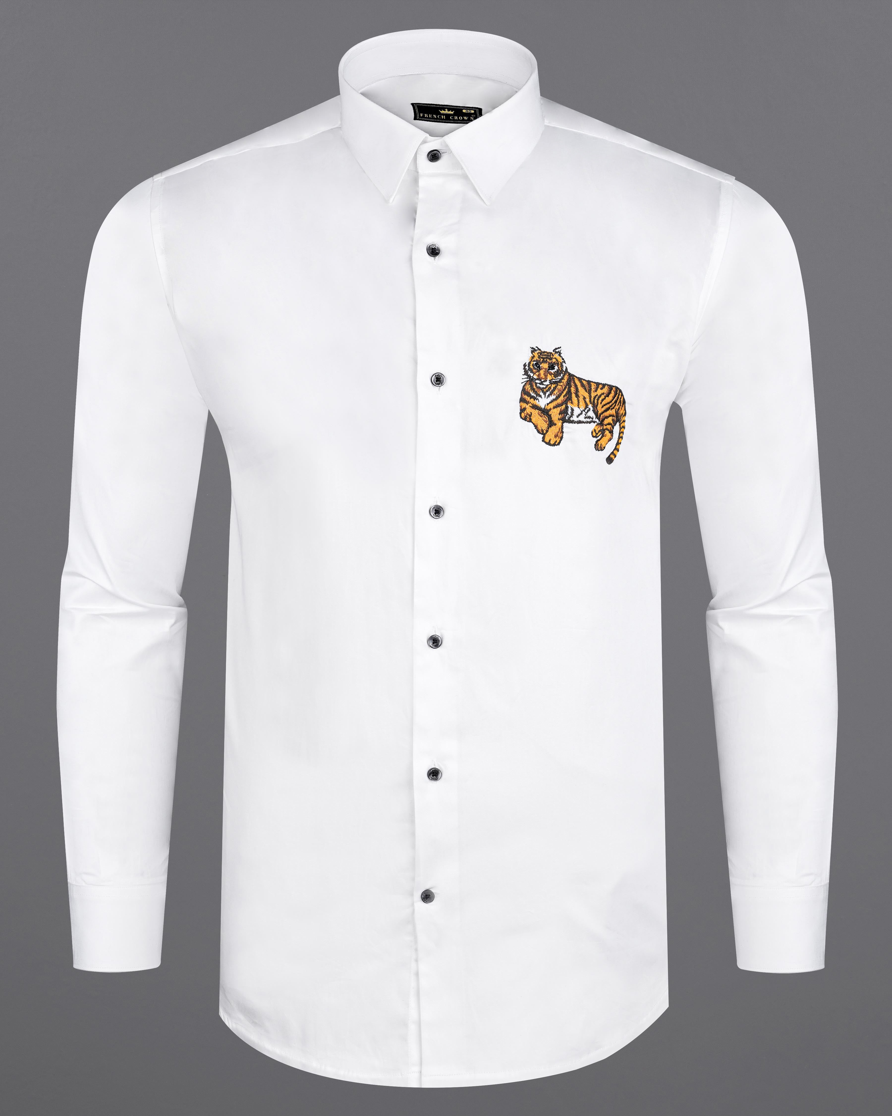 Bright White Subtle Sheen Tiger Cub Embroidered Super Soft Premium Cotton Shirt 8230-BLK-P496-38,8230-BLK-P496-H-38,8230-BLK-P496-39,8230-BLK-P496-H-39,8230-BLK-P496-40,8230-BLK-P496-H-40,8230-BLK-P496-42,8230-BLK-P496-H-42,8230-BLK-P496-44,8230-BLK-P496-H-44,8230-BLK-P496-46,8230-BLK-P496-H-46,8230-BLK-P496-48,8230-BLK-P496-H-48,8230-BLK-P496-50,8230-BLK-P496-H-50,8230-BLK-P496-52,8230-BLK-P496-H-52