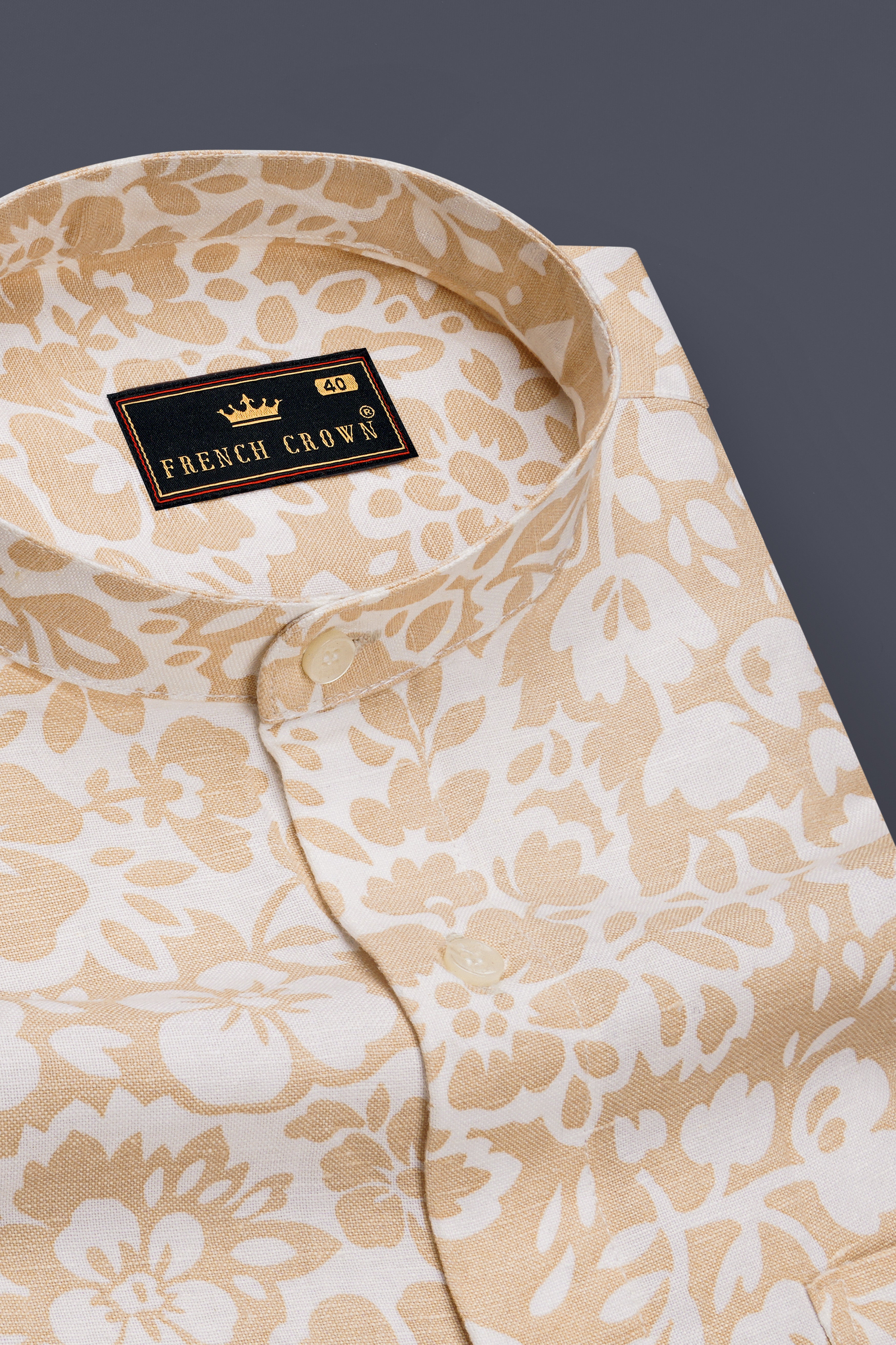 Rodeo Dust Brown with White Floral Luxurious Linen Shirt